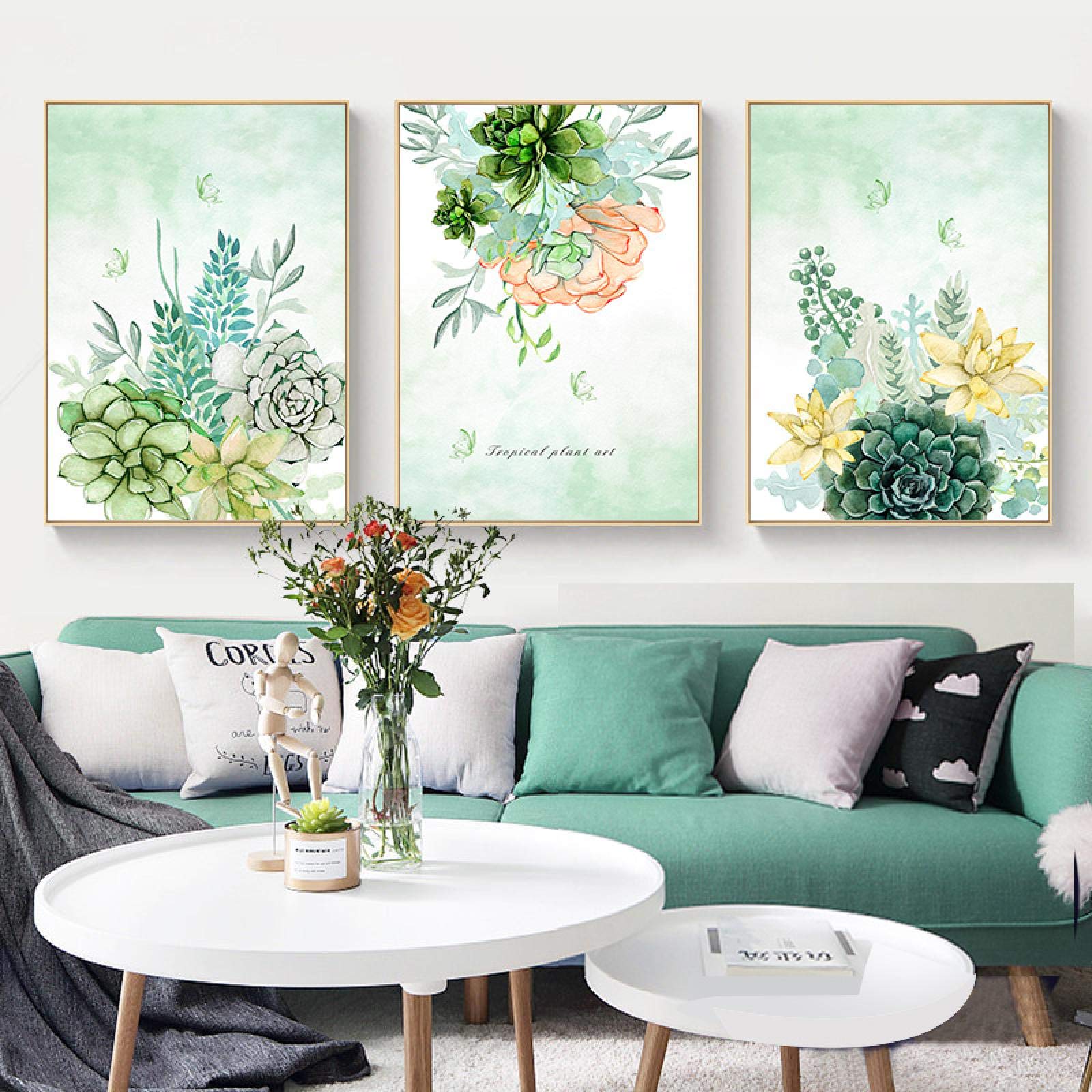 Cuadro de suculentas en lienzo 70x100 cm set de 3 7