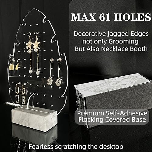 Vista 2 de EDUEE Organizador de joyas, aretes, collar, soporte de pulsera, acrílico para colgar, para vender, dormitorio, escritorio, mármol, aretes