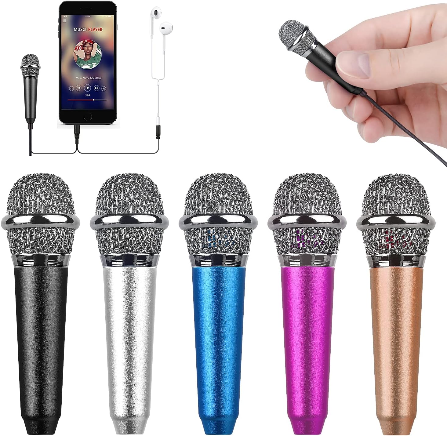 Mini Portable Vocal/Instrument Microphone for Mobile Phone Laptop Notebook Apple iPhone Sumsung Android with Holder Clip (Black)