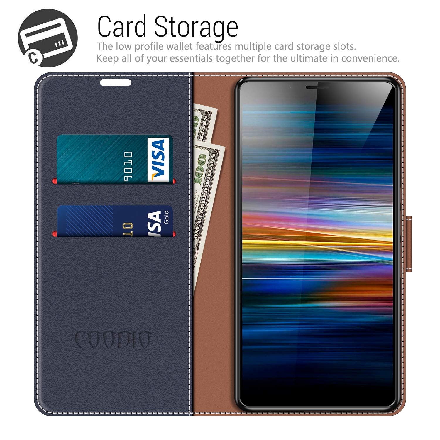 Custodia A Libro Con Pelle Magnetica Per Sony Xperia L3 - Portafoglio Con Slot Per Carte E Supporto
