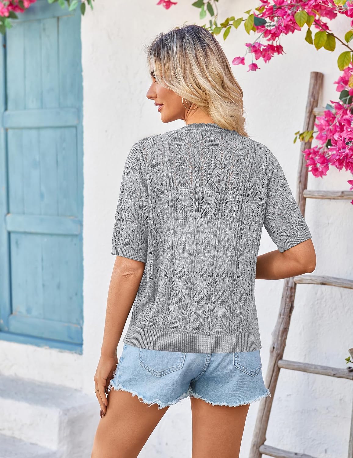 Yekaty Womens Short Sleeve Summer Cardigan Sweater Lightweight Shrug image 5