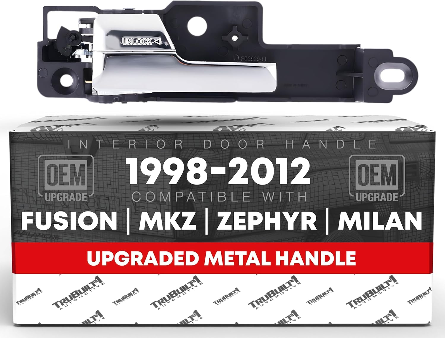 T1A Interior Front Driver Door Handle Replacement - Compatible with 2006-2012 Ford Fusion; 2007-2012 Lincoln MKZ; 2006-2011 Mercury Milan - All Chrome, Metal Handle - OEM 6E5Z-5422601-A, 81702