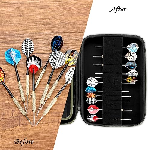 Miniatura 8 de Sumnacon Estuche para dardos de plástico de punta suave de acero para 18 dardos, funda de transporte de dardos para 18 dardos, funda de colección de