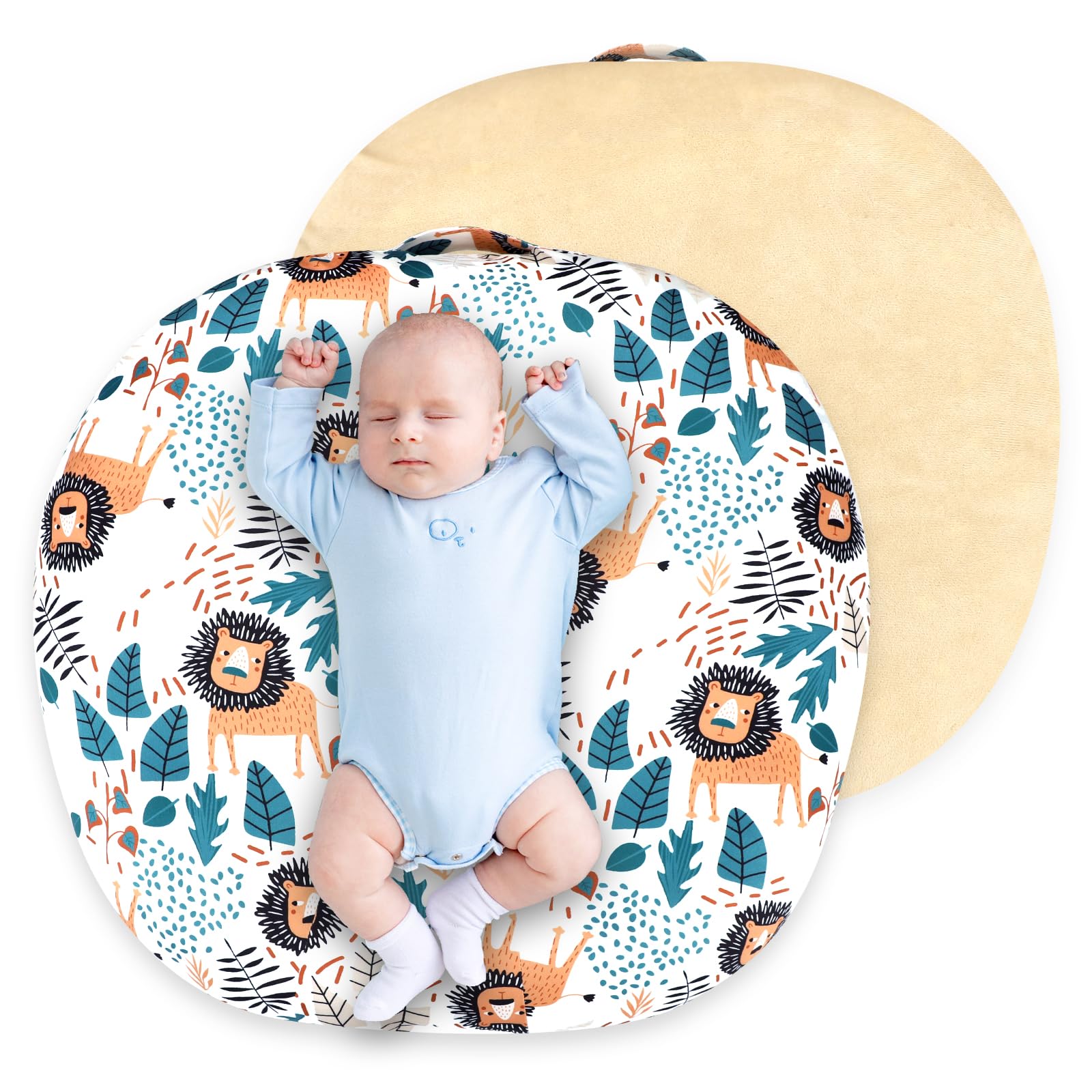 SWESEN Newborn Lounger Cover, 1 Pack Soft Removable Slipcovers for Infant Lounger, Cozy Baby Lounger Cover for Boys and Girls, Covers Only, Lion