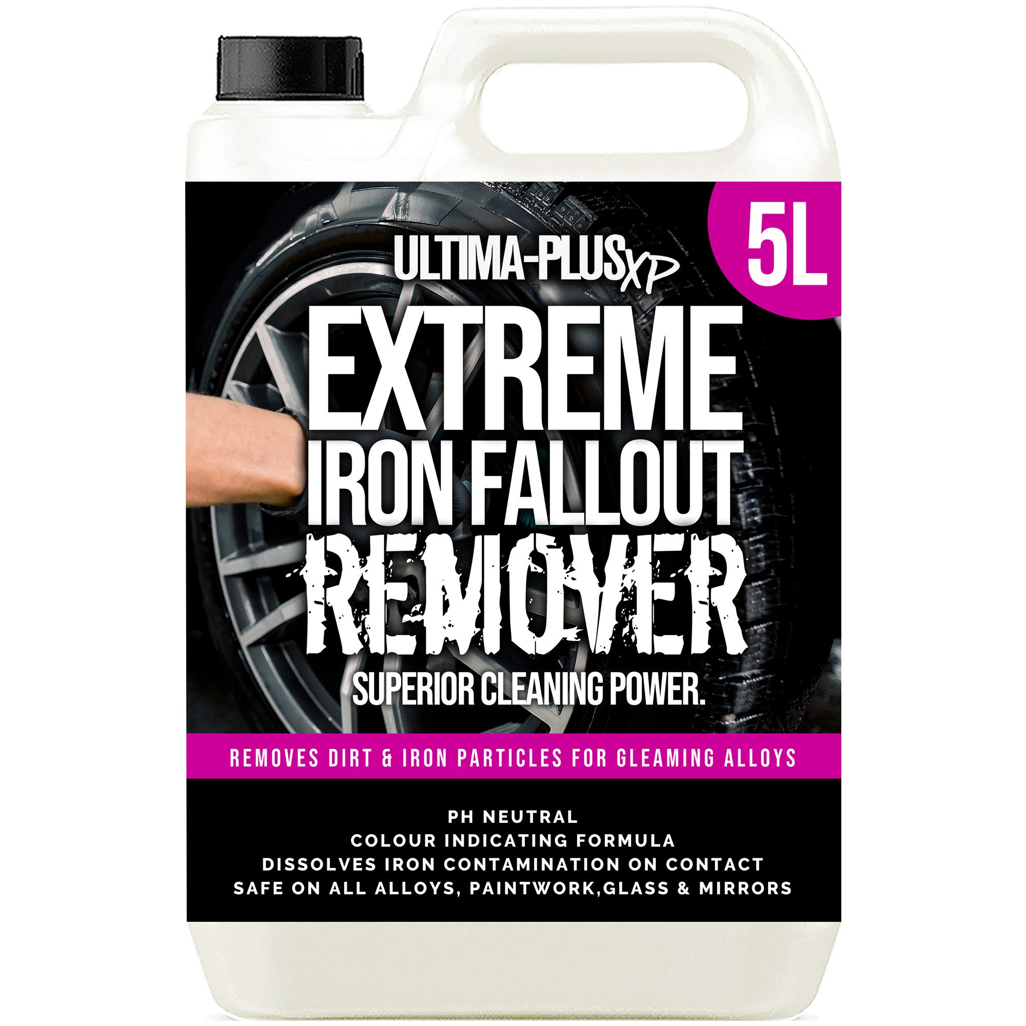 Extreme Iron Fallout Remover - Safe for all Wheel Types - Removes Iron Particles & Dirt from Paintwork, Alloys, Metal, Glass, Mirrors and More - pH Neutral Formula (5 Litres)