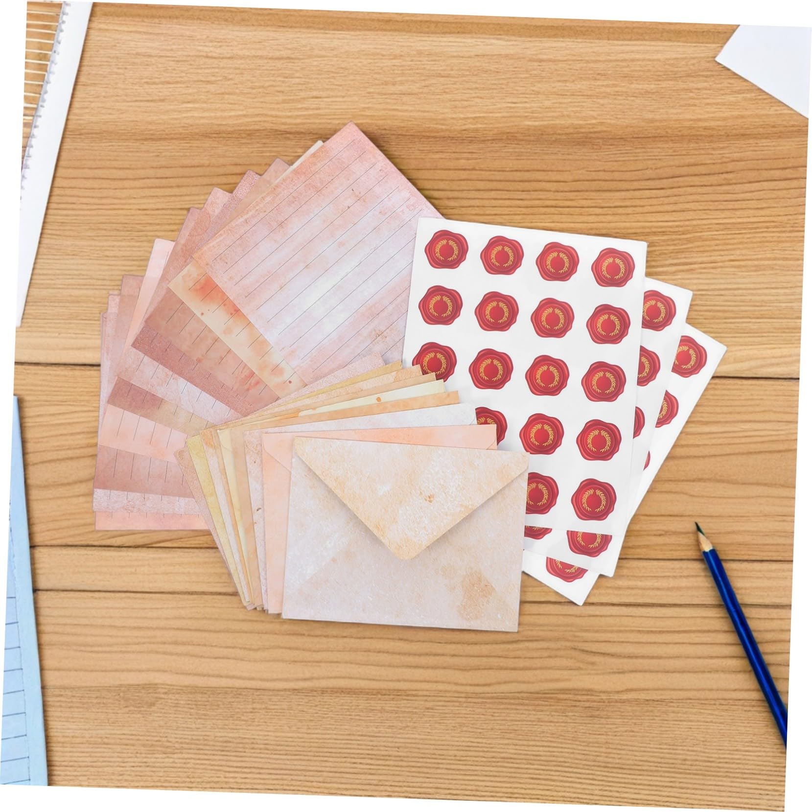HOMSFOU 100sätze Retro-briefpapier-set Mit Umschlägen Liniertem Papier Im Vintage-look Für Handgeschriebene Briefe Mit Kraftpapier-umschlägen Für Briefe Und Notizen