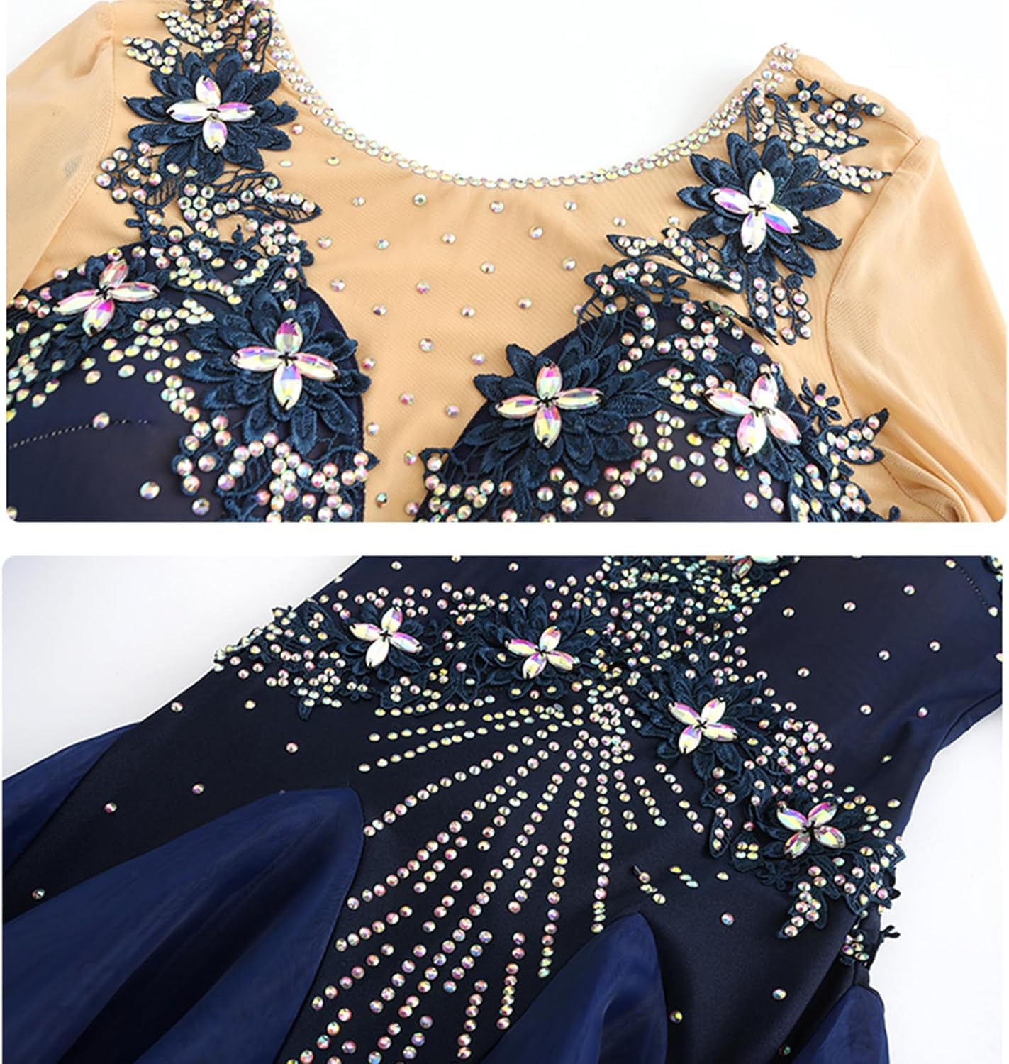 Professional Ballroom Dance Competition Dress Womens National Standard Dress Rhinestones Waltz Performance Costume