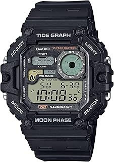 Reloj digital con gráfico de mareas iluminador, fase lunar, batería de 10 años
