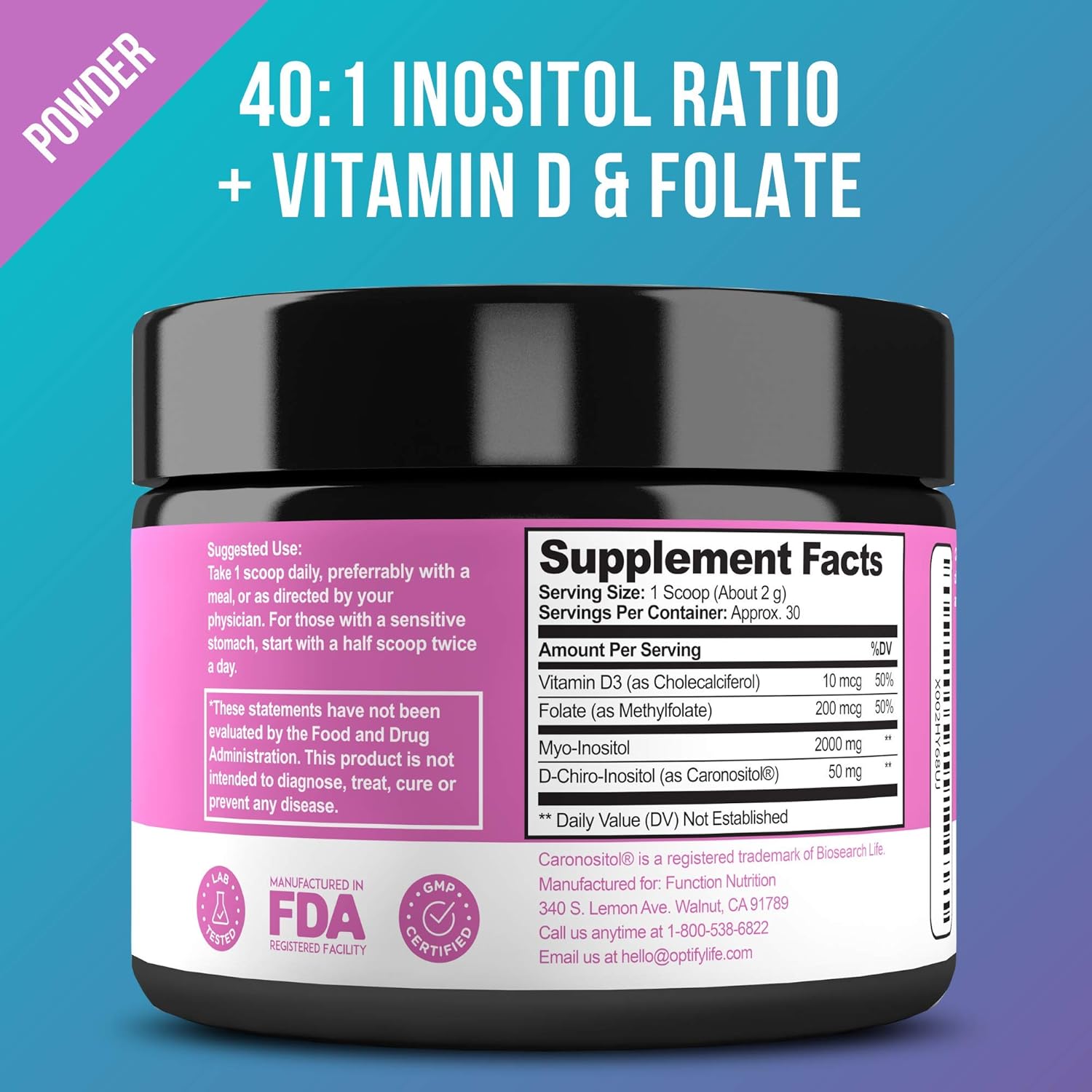 Premium Inositol Supplement Bundle - Myo-Inositol and D-Chiro Inositol Plus Folate and Vitamin D - Capsule & Powder - Hormone Balance & Healthy Ovarian Support for Women - Vitamin B8 - 60 Day Supply : Health & Household