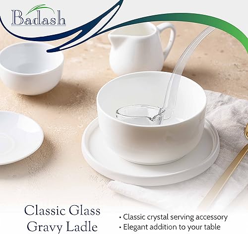 Miniatura 5 de Badash Cucharón de cristal pequeño de 6 pulgadas, cristal soplado sin plomo de calidad artesanal Heritage, elegante utensilio transparente