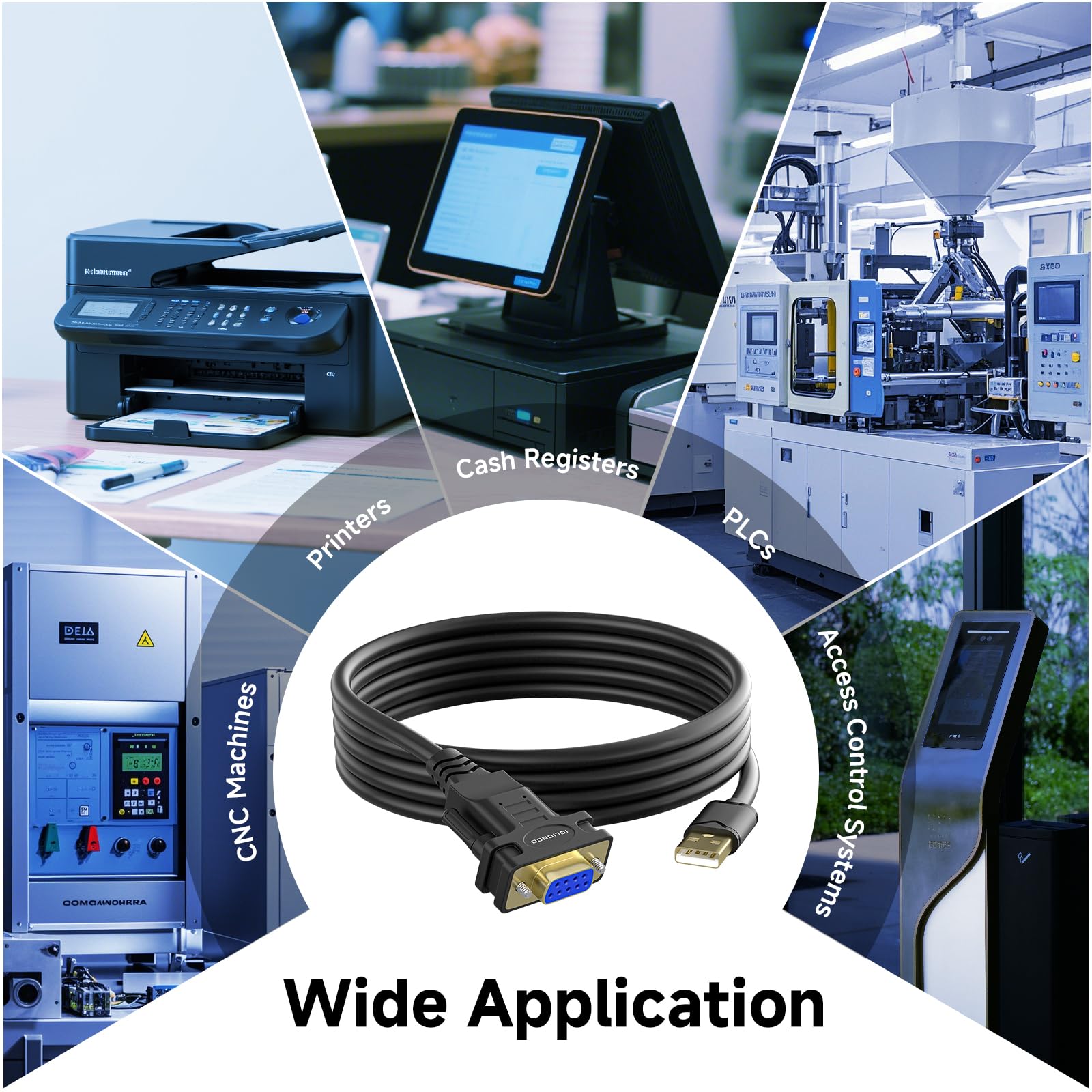 Adaptador USB a RS232 de 6 pies con chipset FT232RL, cable serie USB 2.0 hembra compatible con Windows 11, 10, 8, 7, Vista, XP, 2000, Linux y Mac OS