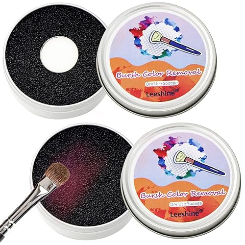 Paquete de 2 esponjas limpiadoras de brochas de maquillaje, cambia los colores de sombra de ojos inmediatamente y limpia en seco, estuche de