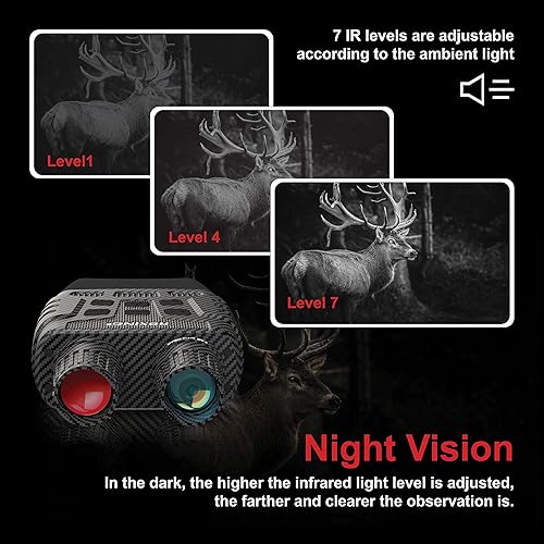 Miniatura 5 de Rexing B1 (color de fibra de carbono) gafas de visión nocturna binoculares con pantalla LCD, cámara digital infrarroja (IR), grabación dual de foto