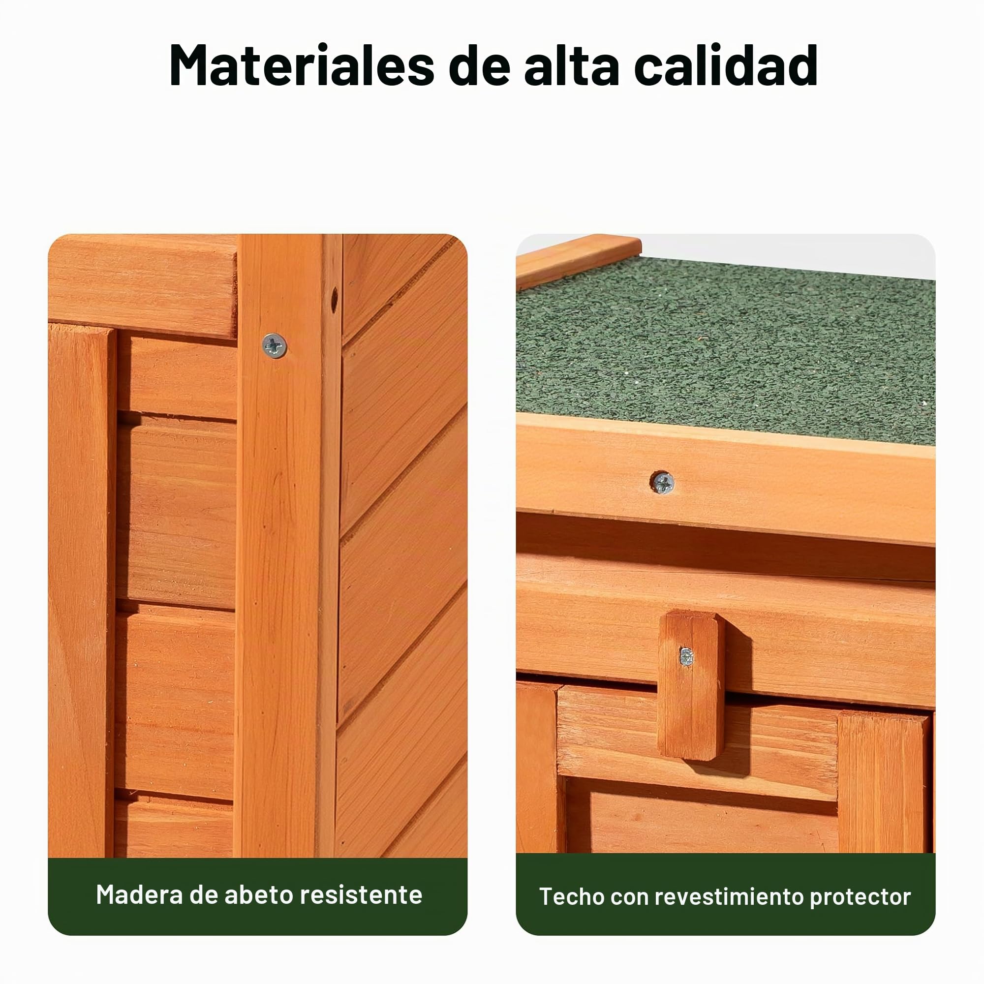 Wiltec Caseta para Gatos 420 x 515 x 430 mm de Madera de Abeto casa para Mascotas con tejado abatible Sellado con betún Refugio para jardín o balcón