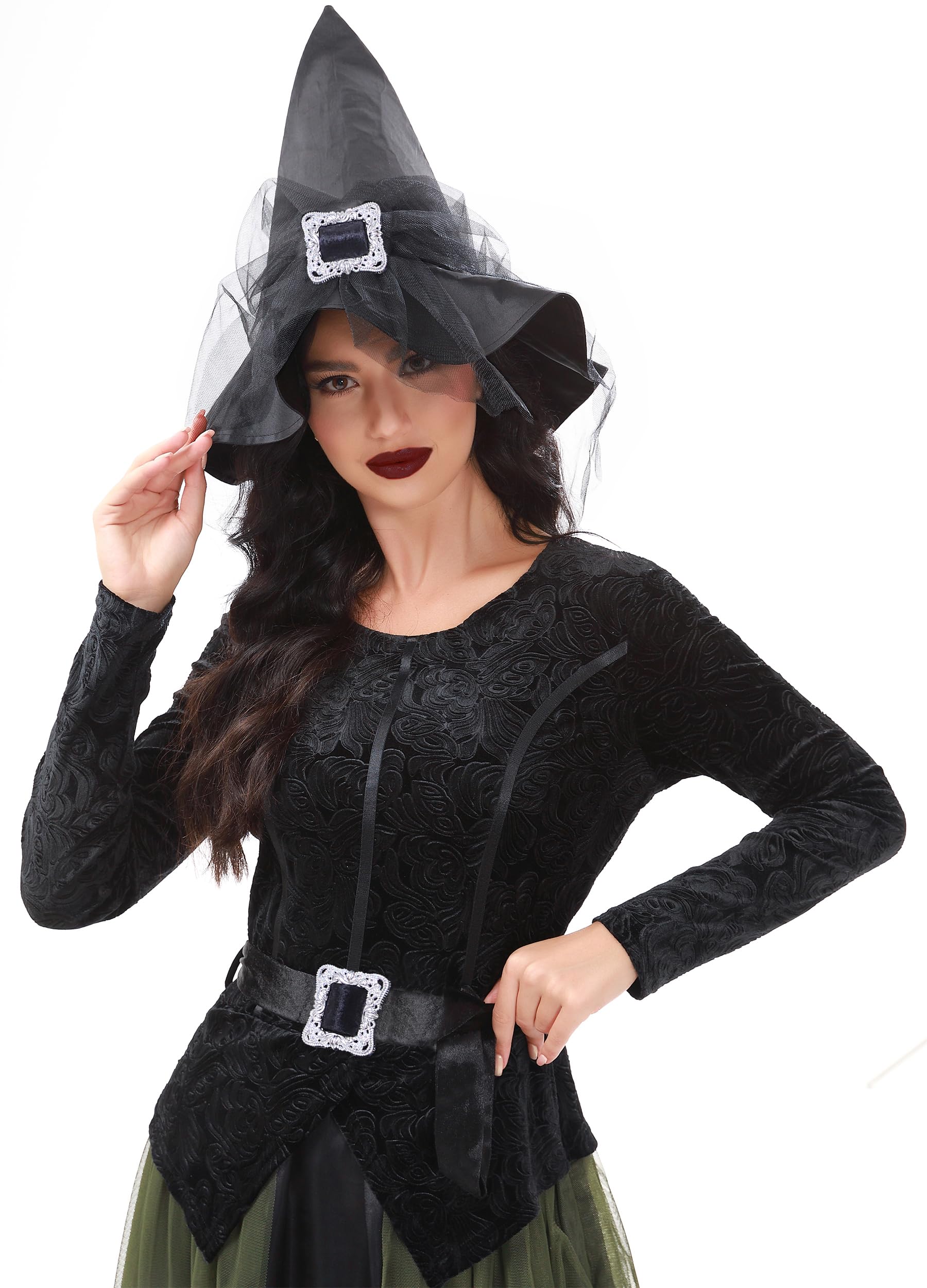 Funna Witch Costume for Women Halloween Dress up Cosplay with Hat