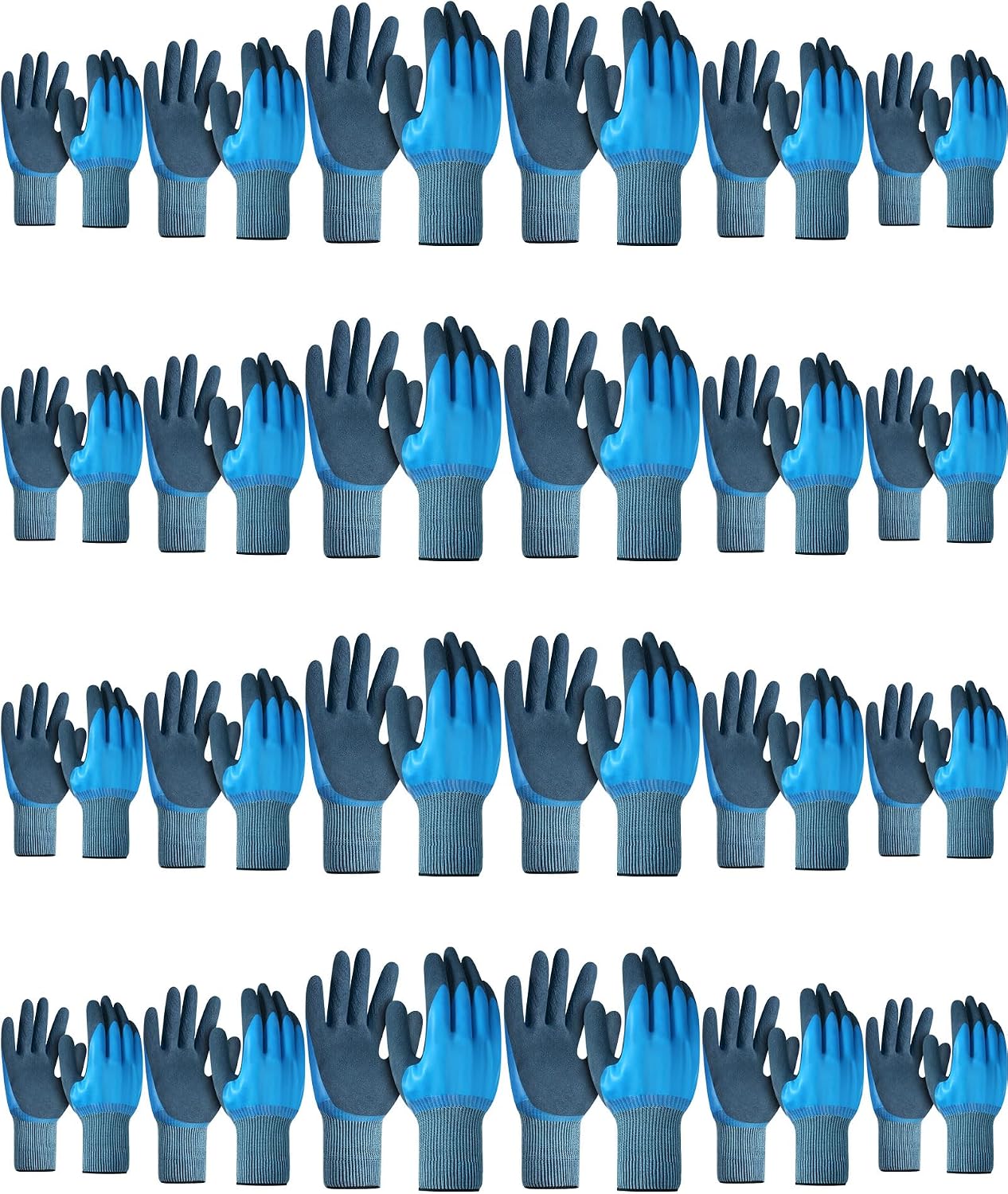 Mimorou 24 Pairs Waterproof Work Gloves Bulk Double Rubber Coated Non-slip Working Gloves Women Men Gardening Gloves