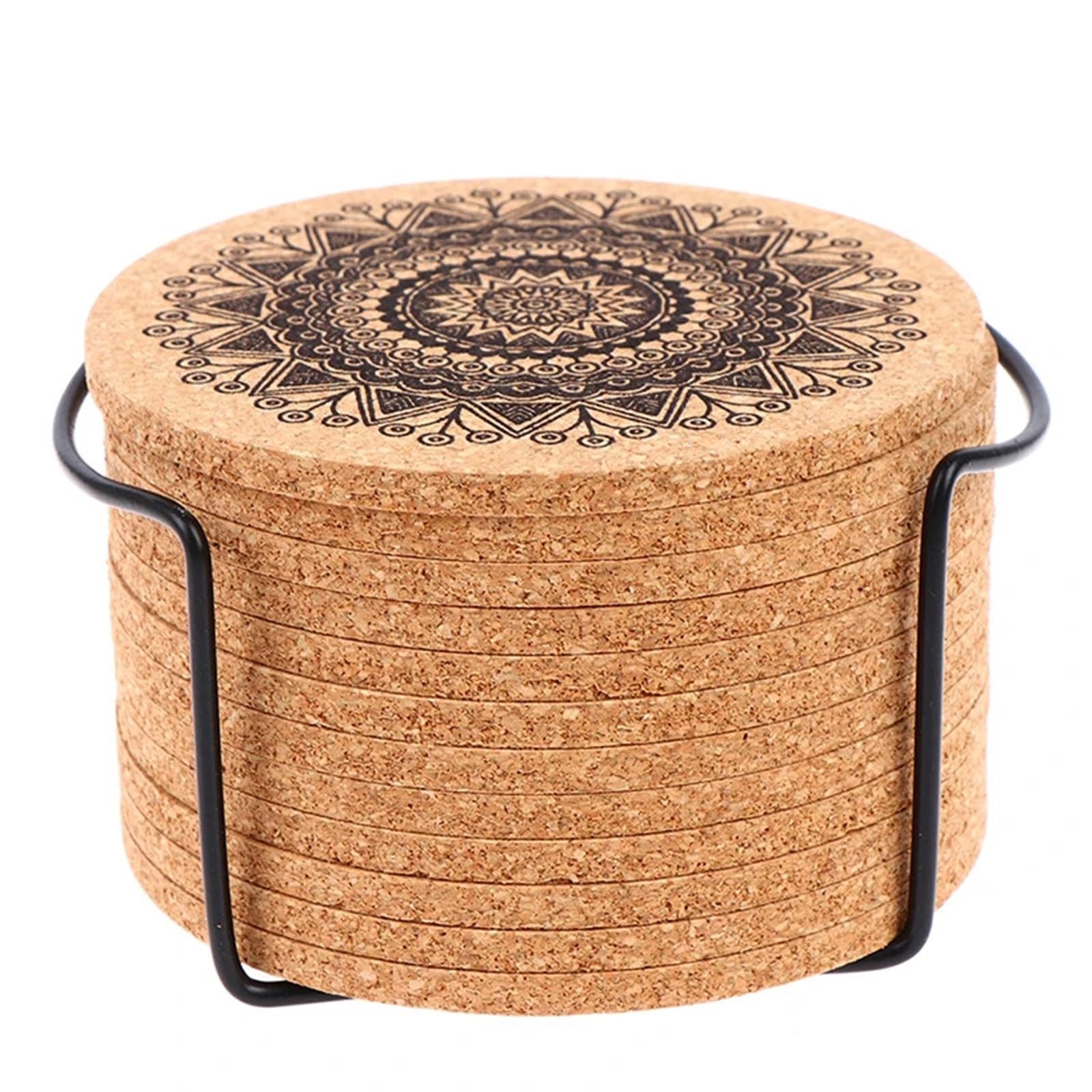 Support for tasse anti-rayures : lot de 12 dessous de verre en liège ronds pour bols et napperon cuisine