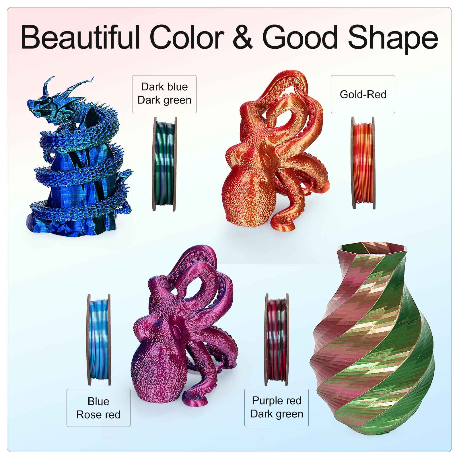 Kretrum Dual Color 3D Printer Filament - 4 Spools -6 Kretrum Dual Color 3D Printer Filament - 4 Spools -6