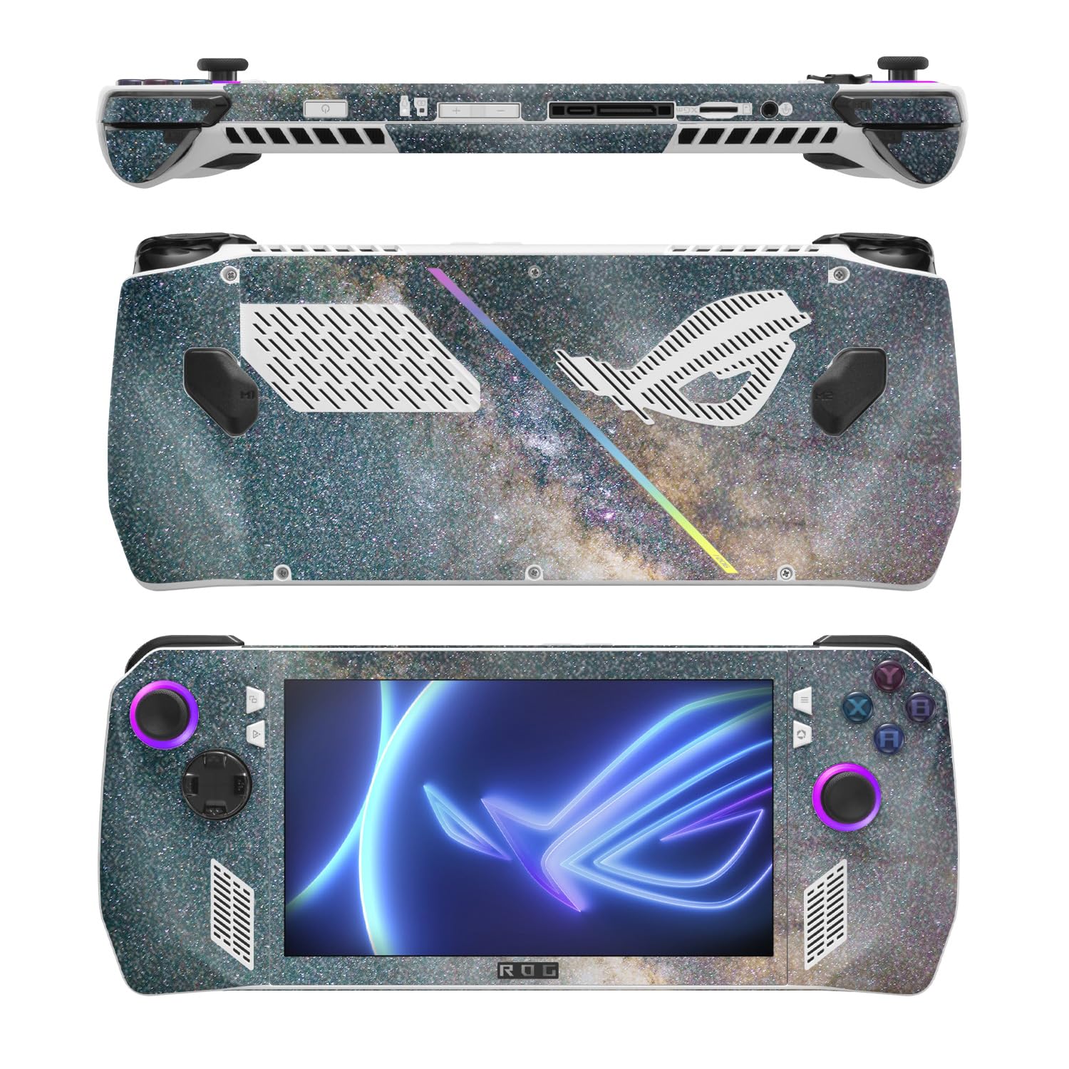 MightySkins Glossy Glitter Skin Compatible with Asus ROG Ally - Galactic Landscape | Protective, Durable High-Gloss Glitter Finish | Easy to Apply