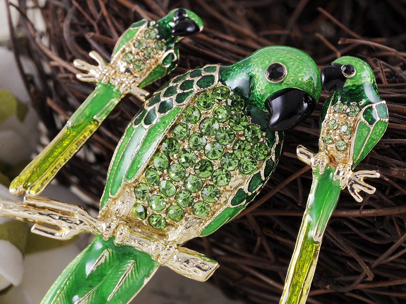 Sparkly Parrot Brooch - Silvery Tone Multicolor Crystal Rhinestone Lapel Pin Dress Accessory