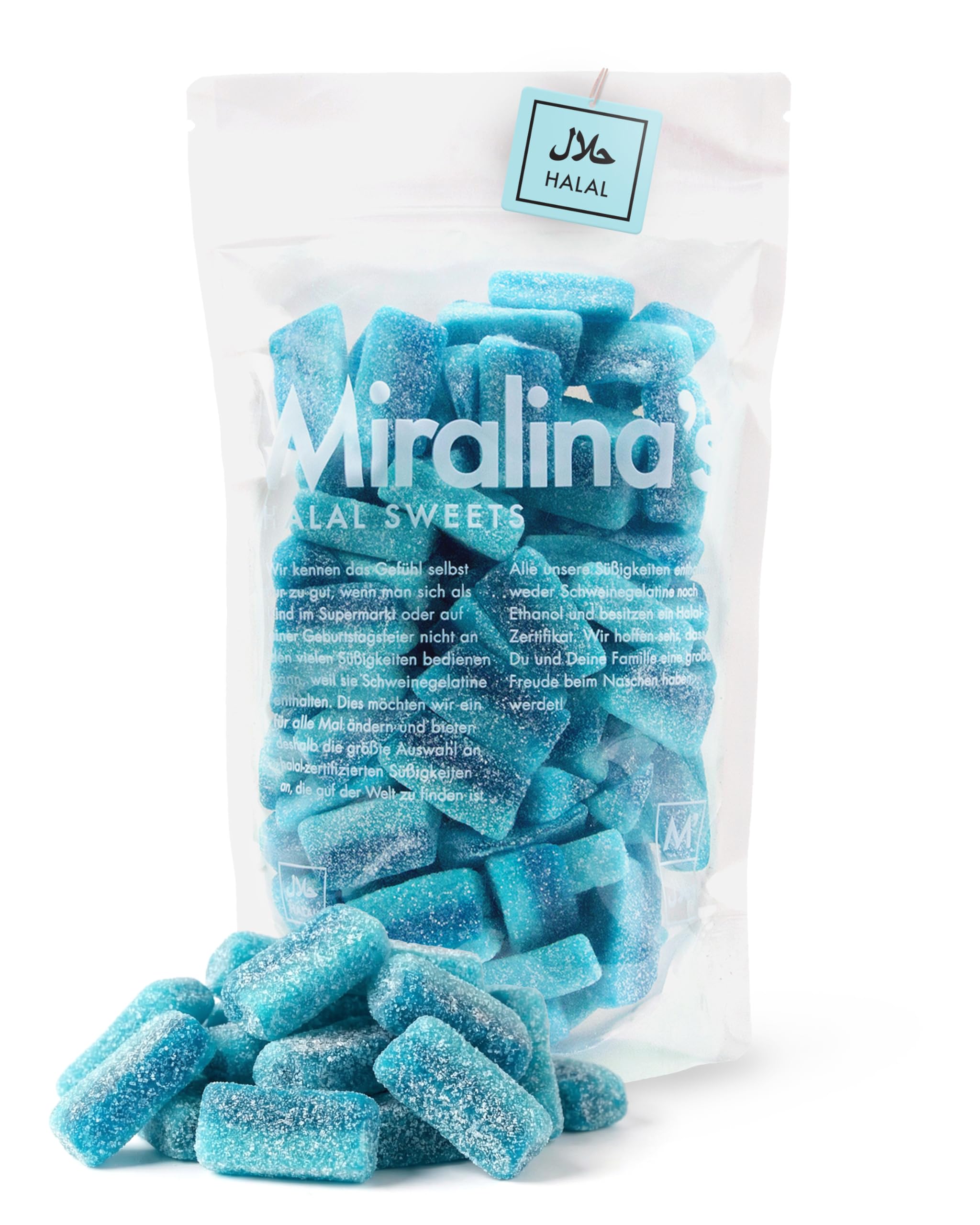 Miralina - Halal Süßigkeiten – Saure blaue Himbeer-Scheiben 500g - Halal Blaue Saure Süßigkeiten – Fruchtgummis mit Rindergelatine – Gummibärchen Großpackung ohne Schweinegelatine