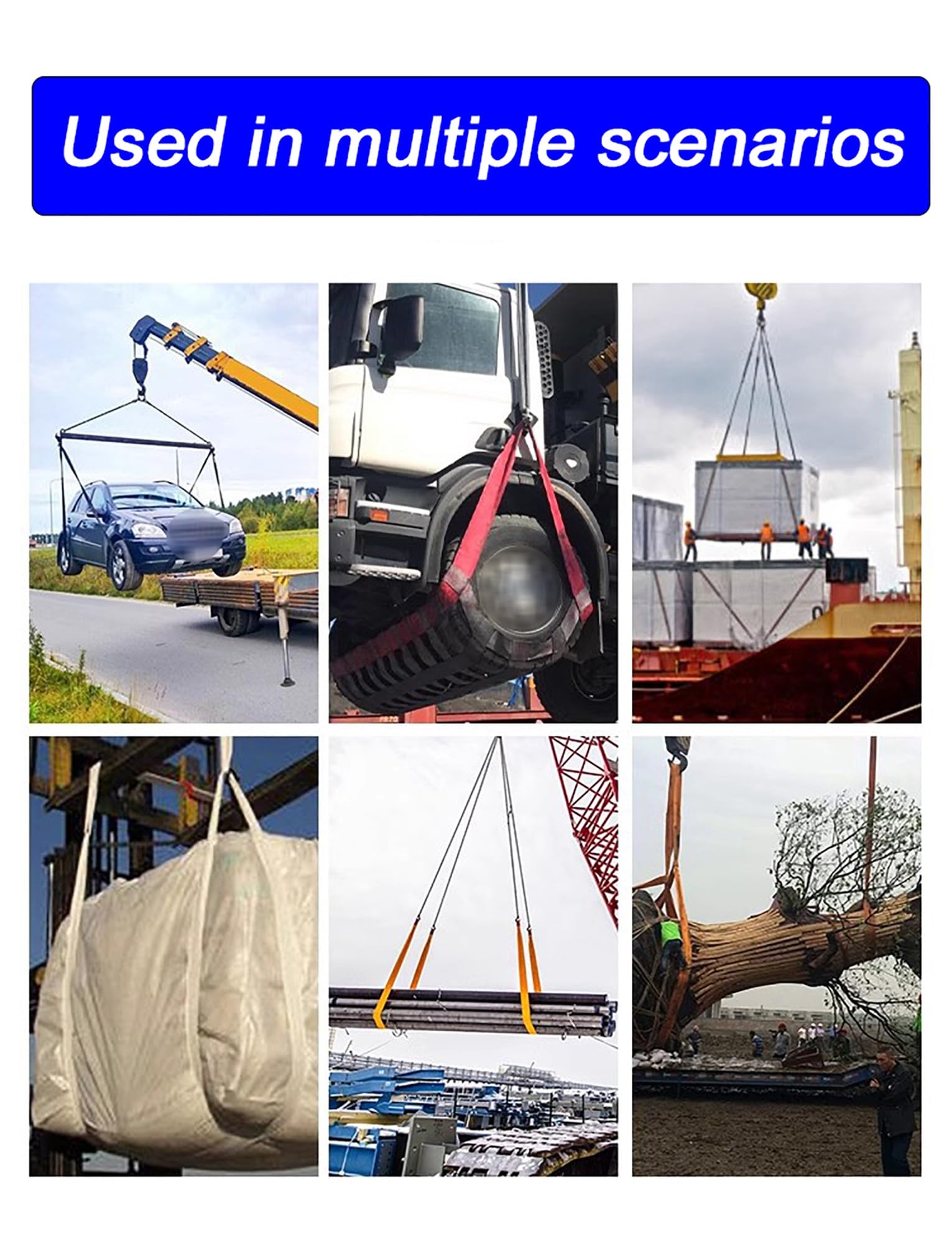 Cinghia di sollevamento a 4 strati, resistente all'usura, for sollevamento gru, sollevamento industriale, cinghia piatta, fune for rimorchio, portata 1-5 t, imbracature di sollevamento(2 ton-10 meters