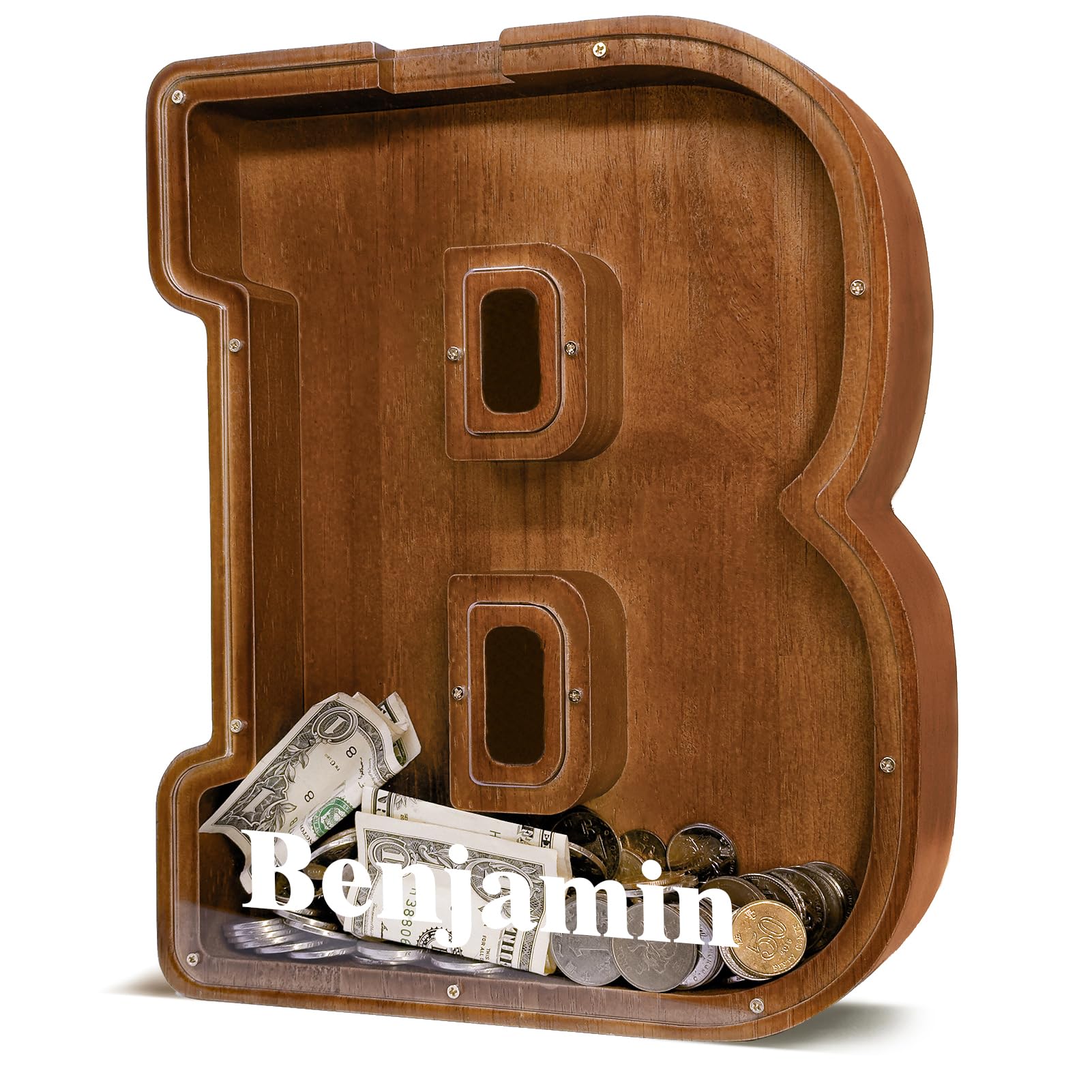 Joomlafly Boys B Joomalafly Personalized Wooden Letter Piggy Ank For Kids - Customized Initial Coin Ank Perfect For Oys & Girls, Irthday And Festival