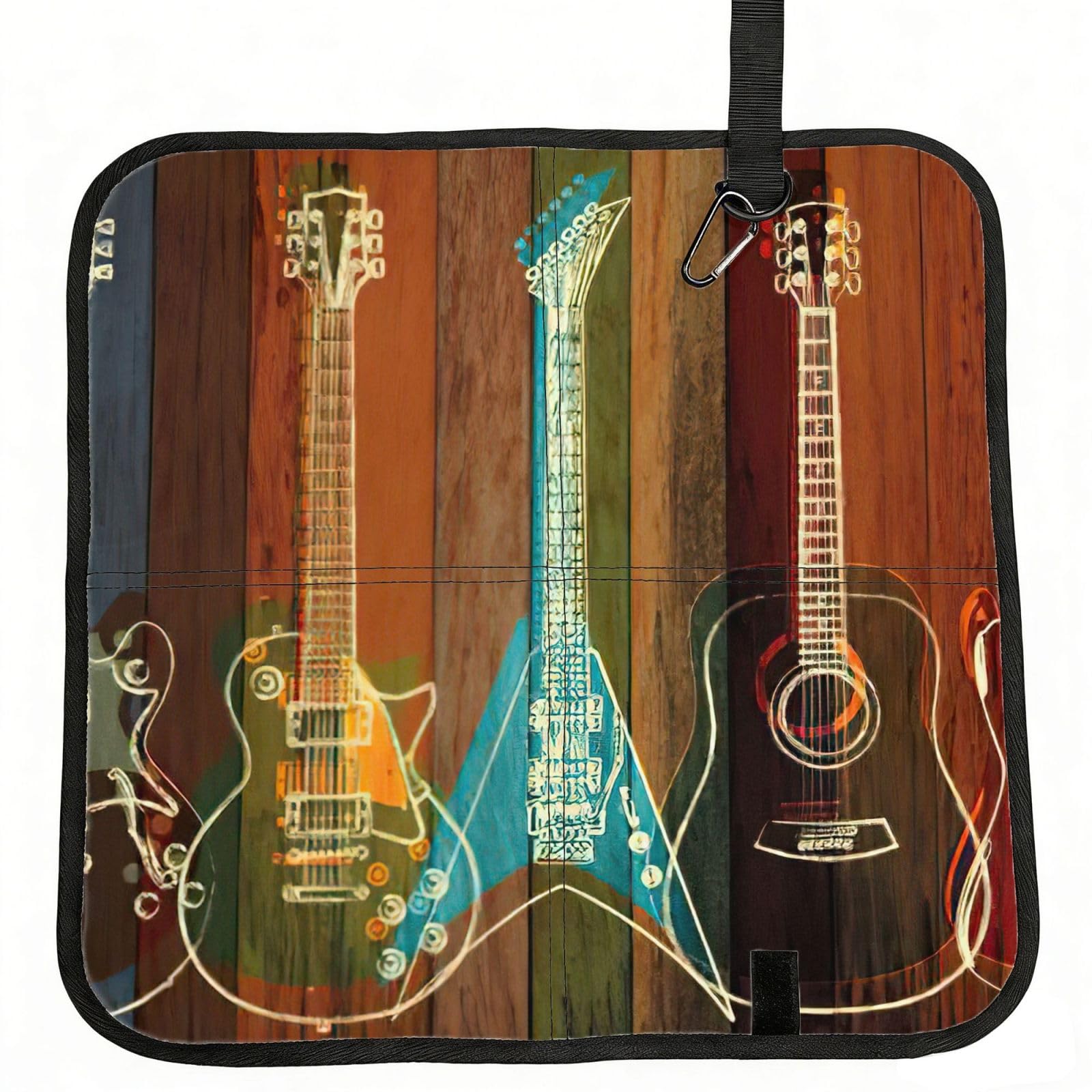 bghdfa Guitars Art Print Outdoor Sitting Mat Waterproof Oxford Cloth Seat Cushion Folding Foam Camping Seat For Picnic