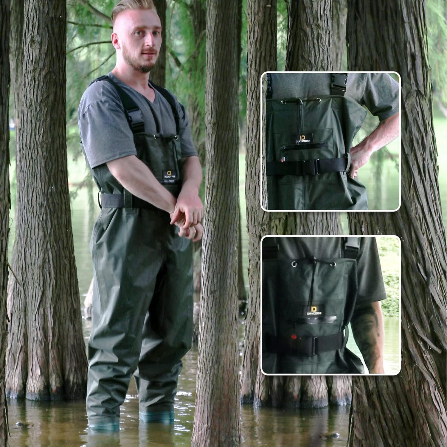 DRYCODE Waders for Men, Chest Waders for Men with Boots Waterproof, 2-Ply Nylon/PVC Women's Duck Hunting Waders for Fishing : Sports & Outdoors