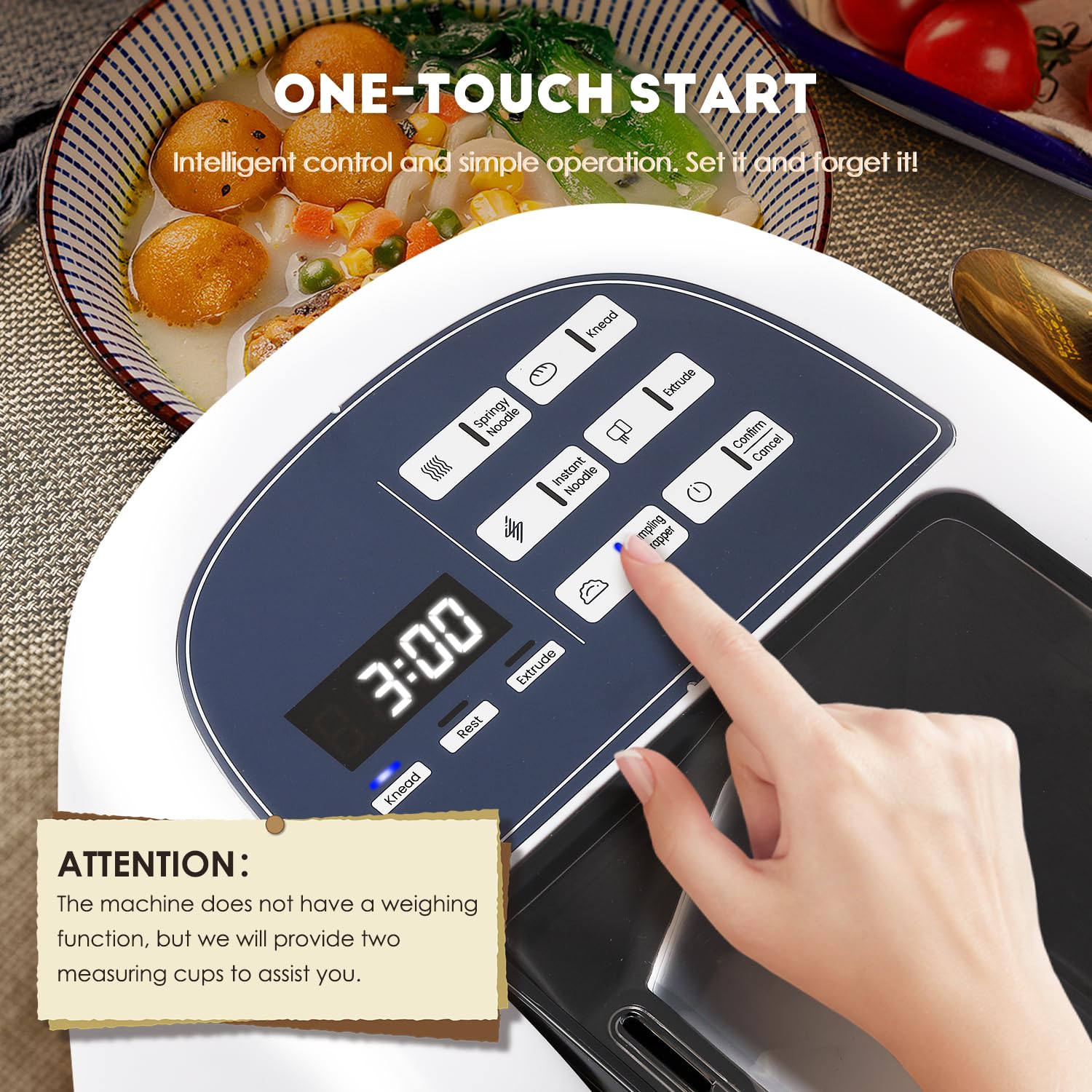 Moongiantgo Machine à Pâte Fraîche Électrique Laminoire, 3 Programmes Automatiques, Boîte de Rangement avec 12 Disques de Mise En Forme pour Nouilles Spaghetti Fettuccine, Jusqu'à 500g de Farine, 260W