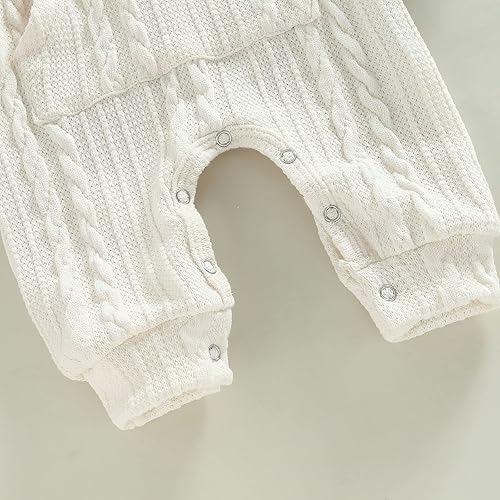 Miniatura 6 de Suéter de punto para bebés y niñas con capucha de manga larga con botones para invierno con bolsillo