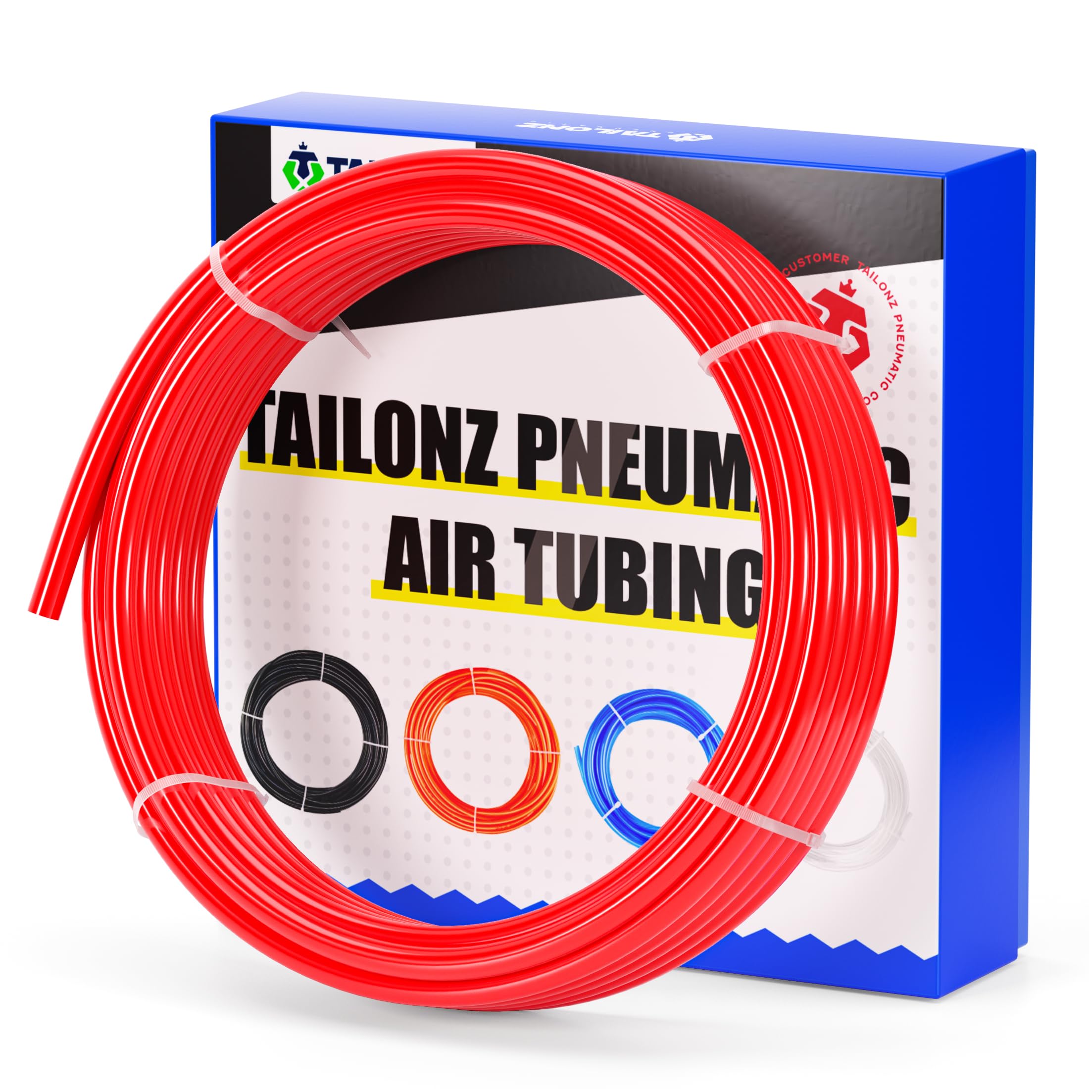 Tuyau pneumatique en nylon Tailonz Pneumatic rouge 1/4 pouce OD 10m
