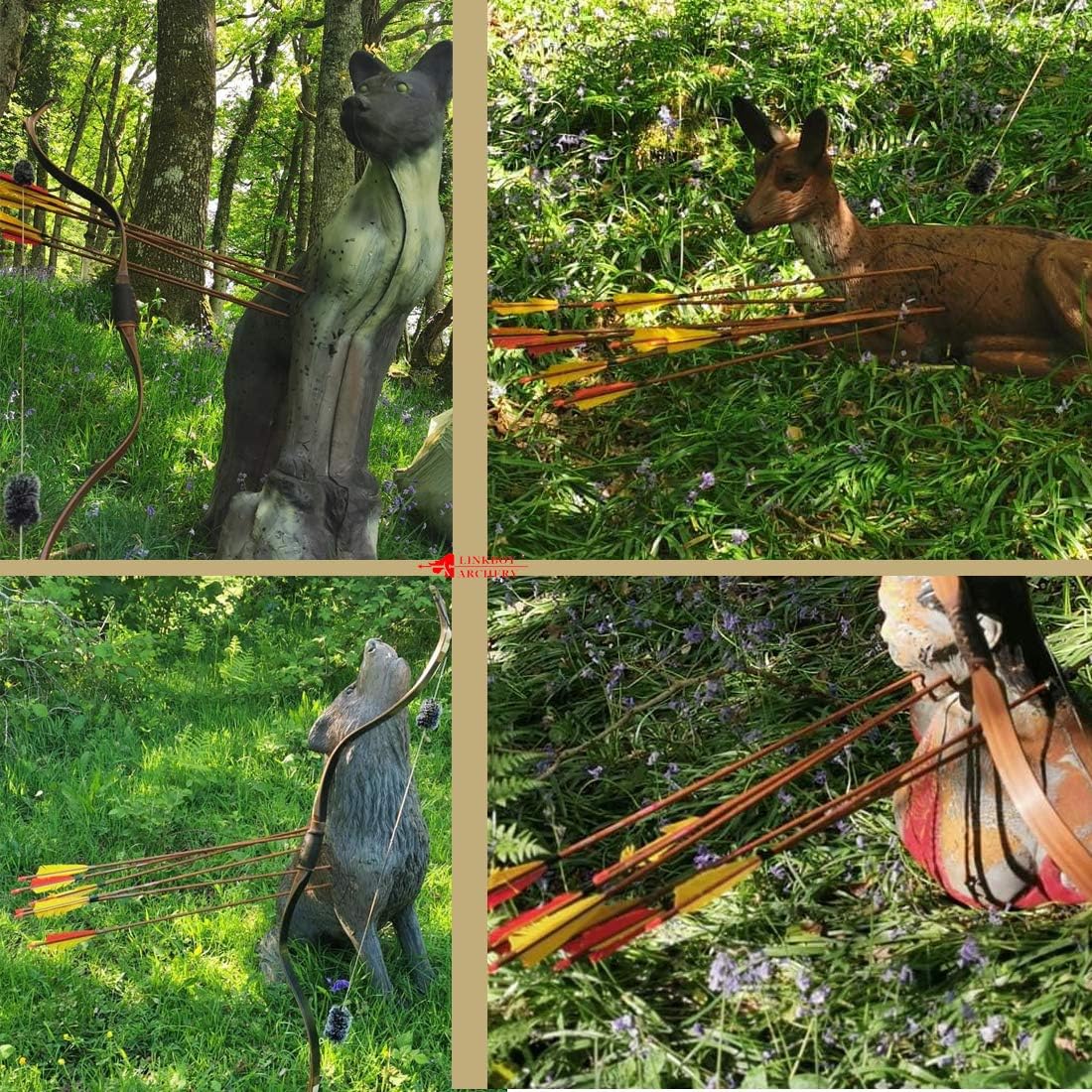 Linkboy Archery Carbon Arrows Hunting Target Arrows Wood Skin with Removable Tip for Compound Recurve Long Bows, Spine 300 400 450 500 600 700 800 900, Pack of 6/12PCS