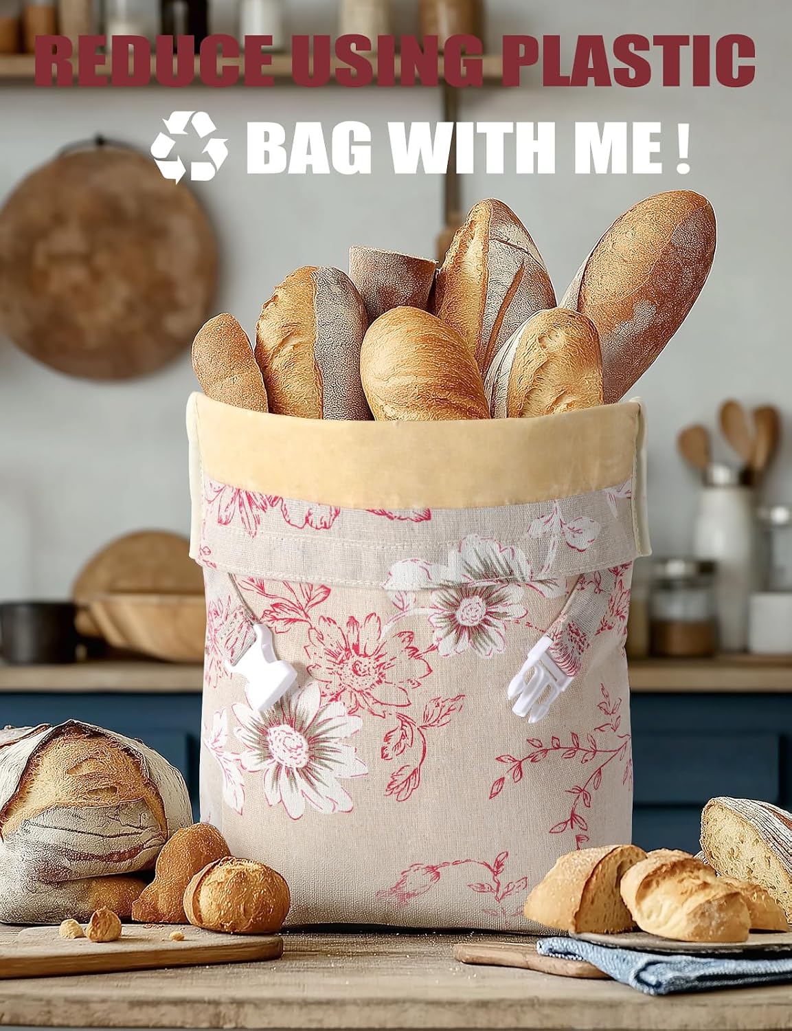 Reusable Beeswax Bread Bags(2 Pack), Beeswax Bags for Sourdough/Homemade Bread, Natural Cotton Bees Wax Bag, Fresh and Refrigerable, New Upgrade Food Storage Bag, Large Capacity and Portable