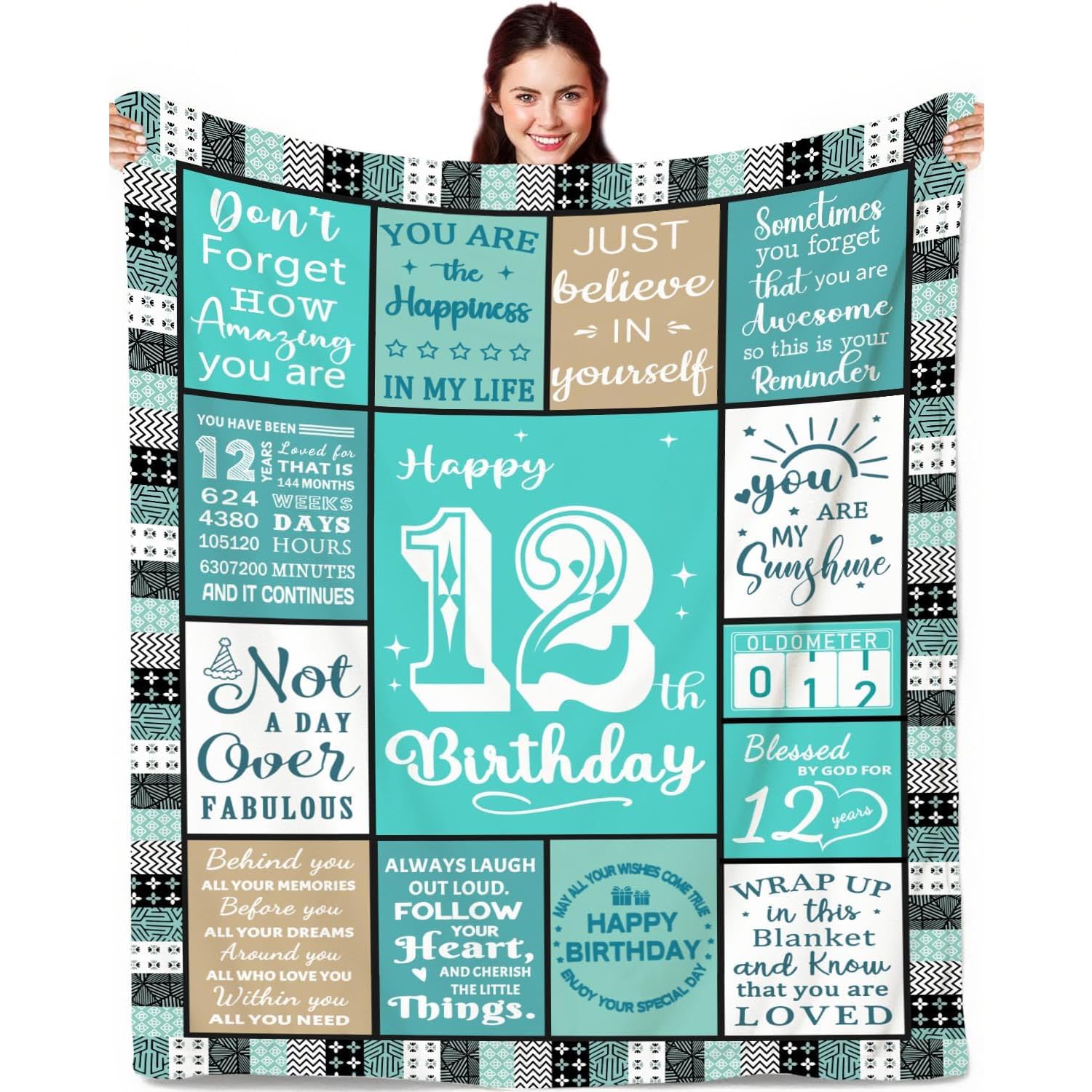 ACCZ Birthday Gifts for Women Girls Her Friendship,Gifts for Women Birthday Unique,Womens Birthday Gift Ideas for Her Wife Daughter Mom Sister Friendship - Soft Throw Blanket 60"x50"(12th, Blue)