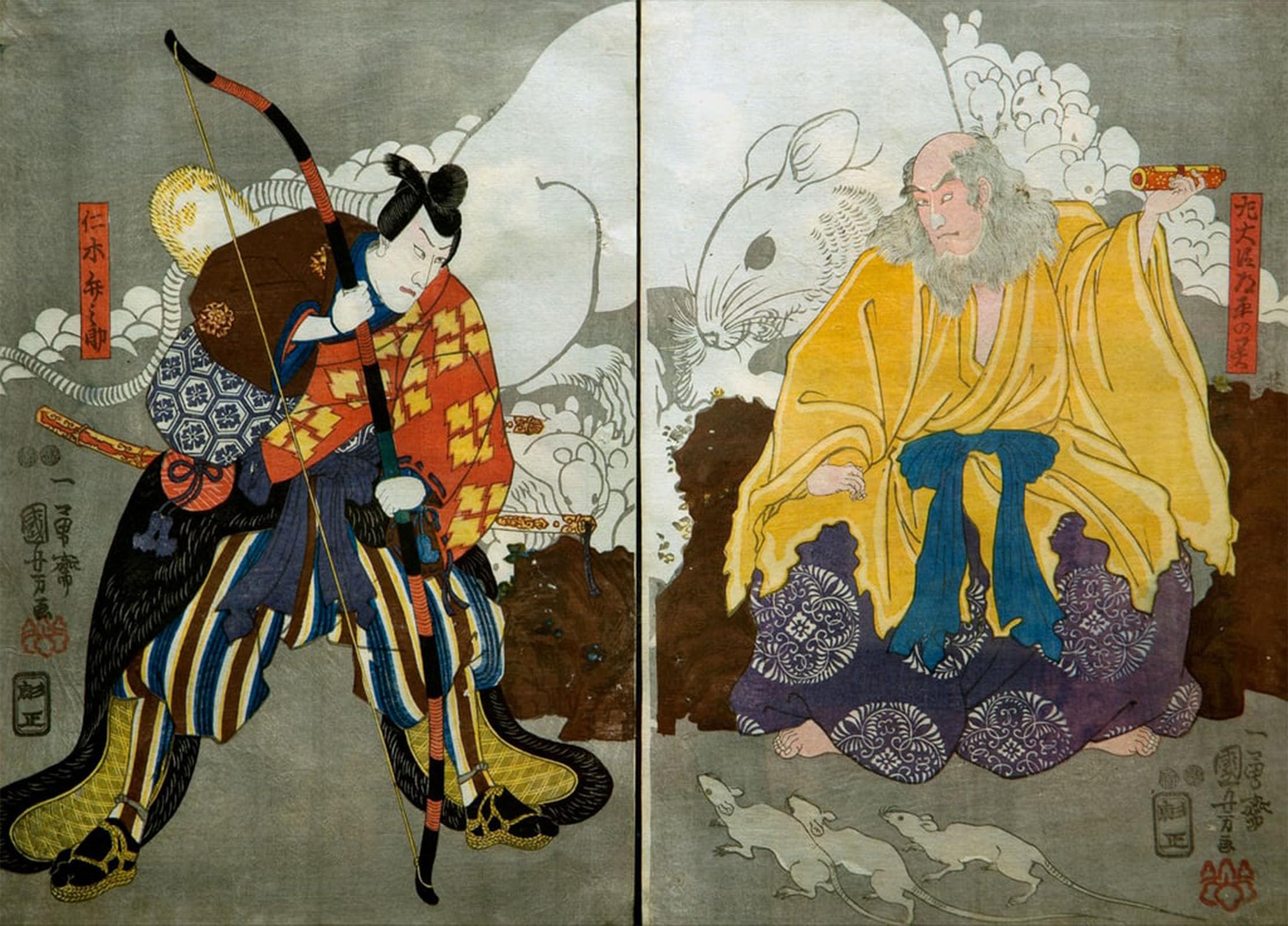 ARTXLXXBN Famous Painting Art Wall Decor Abstract Art Picture Bando Hikosaburo Ⅳ As Ghost of the Minister of the Left by Utagawa Kuniyoshi Animal Pictures for Home Decor 60x90cm