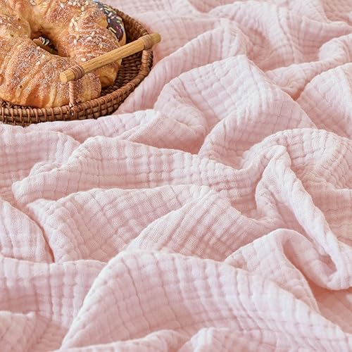 Esterra Manta de muselina de 66 x 90 pulgadas, ligera manta de algodón prelavado, para todas las estaciones, suave, acogedora, transpirable, de gasa