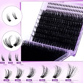 24MM Lashes Clusters Long Lash Clusters with Bottom Lashes 120D Cluster Eyelash Extensions D Curly Eyelash Clusters Thick Volume Lash Extension Bottom Lash Clusters Wispy Individual Lashes (360pcs)