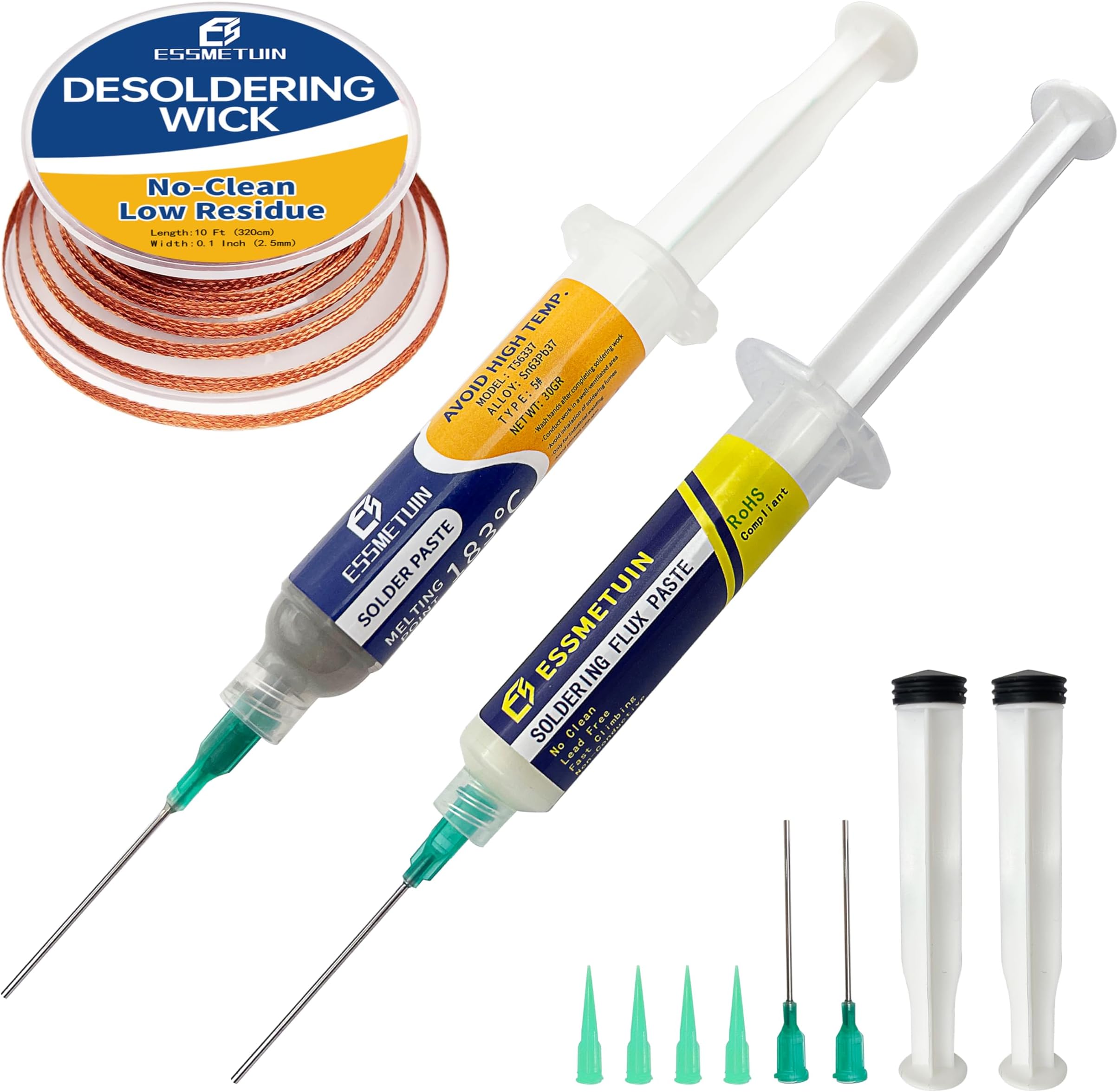 Solder Paste (Sn63/Pb37 30G) & No Clean Soldering Flux(10cc) for Electronic Soldering
