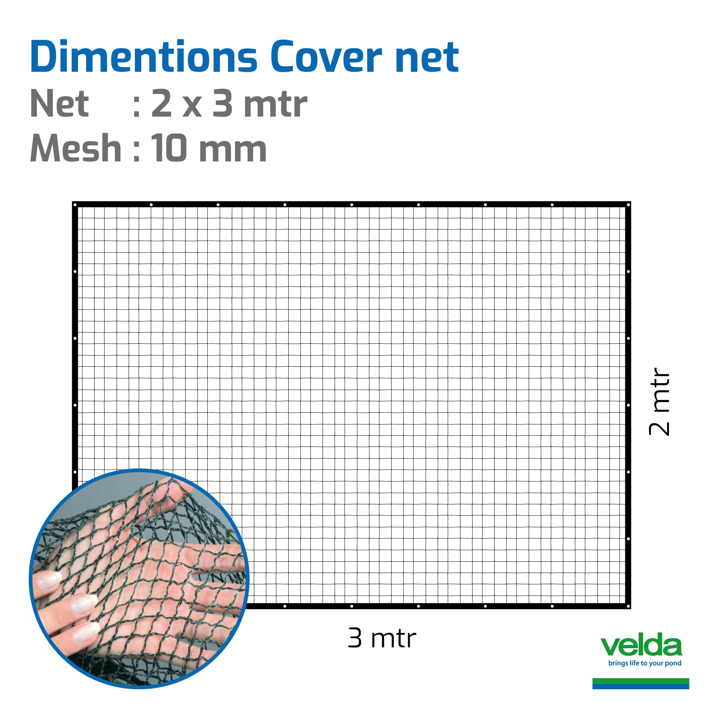 VELDA Siatka ochronna na staw o drobnych oczkach, 2 x 3 m, siatka chroniąca przed ptakami, siatka chroniąca przed ptakami, siatka o drobnych oczkach, do osłony stawu, na zimę