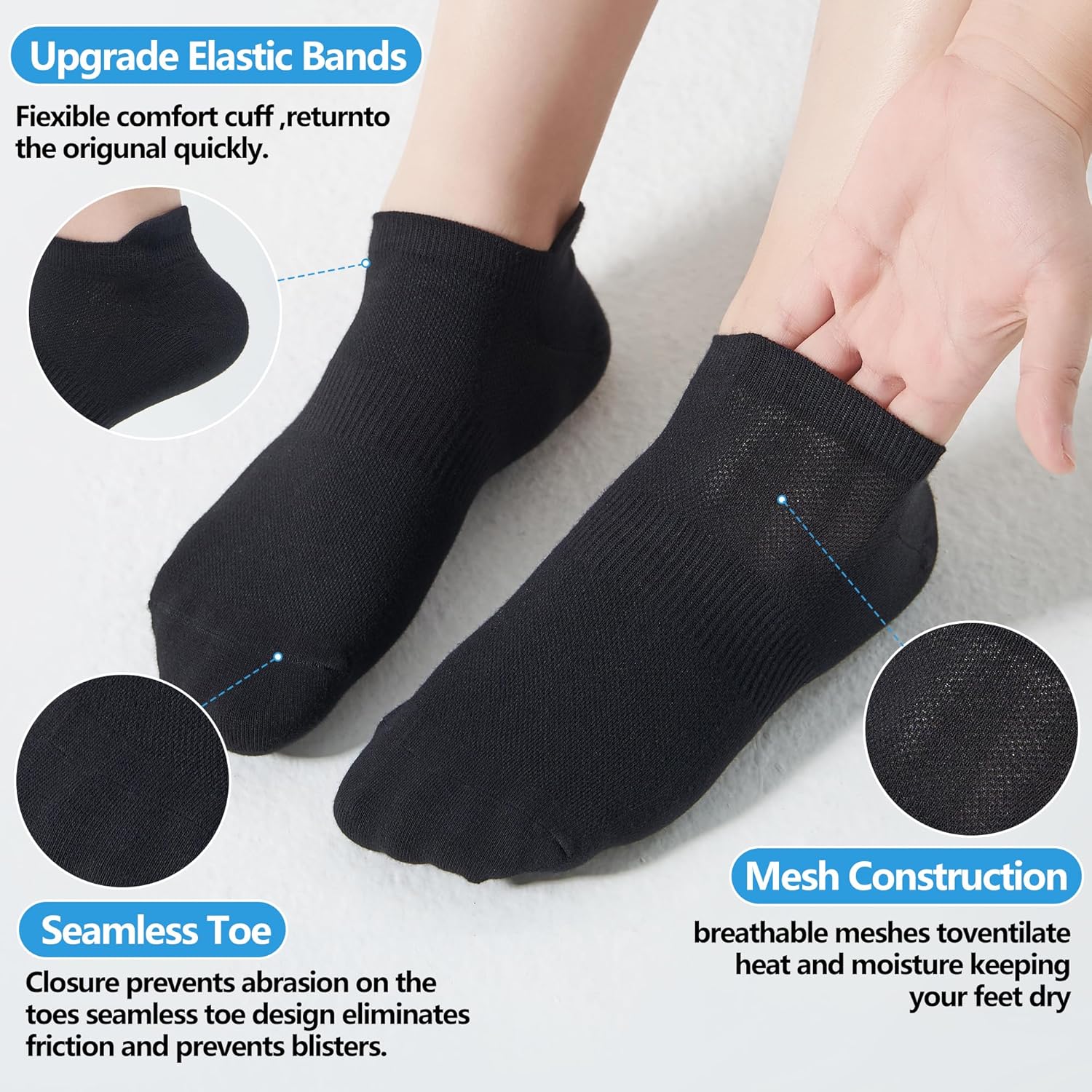 Corlap Ankle Socks Womens and Men - 8 Pairs Thin Low Cut No Show Athletic Running Socks With Tab - Image 4