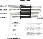 Poignées en caoutchouc durable/Poignées réglables pour barres d'étrier en Dumbbell noir 32/35/40cm(12.6/14.2/15.7Inch) - Fit 1 Accessoires de haltérophilie de plaque de poids standard inch - Vendu en paire