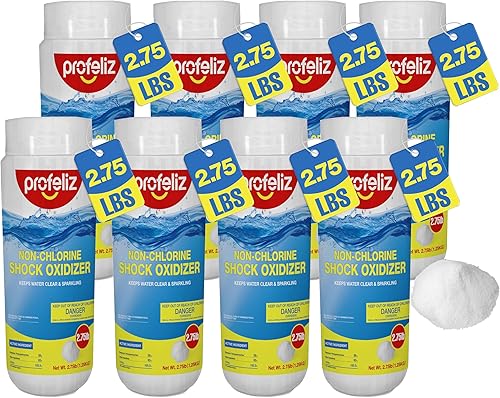 PROFELIZ Paquete de 8 oxidantes de choque sin cloro para jacuzzis, tratamiento de choque sin cloro para spa, piscina, clarificador de agua oxidante