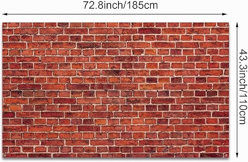 Miniatura 8 de Telón de fondo de pared de ladrillo rojo, tela grande, letrero de ladrillo rojo, fondo de fotos para baby shower, fiesta de cumpleaños, boda,