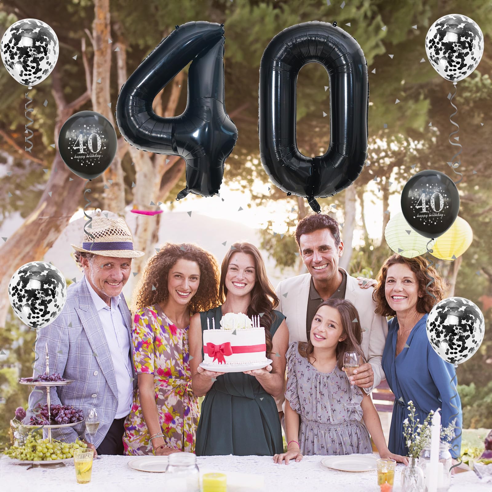 Zahl 40 Luftballons Schwarz