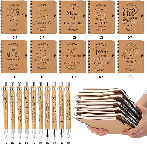 Miniatura 2 de Kosiz Juego de 60 unidades30 regalos cristianos a granel incluyen cuaderno en espiral y bolígrafo bíblico cristiano, cuaderno de oración religiosa,