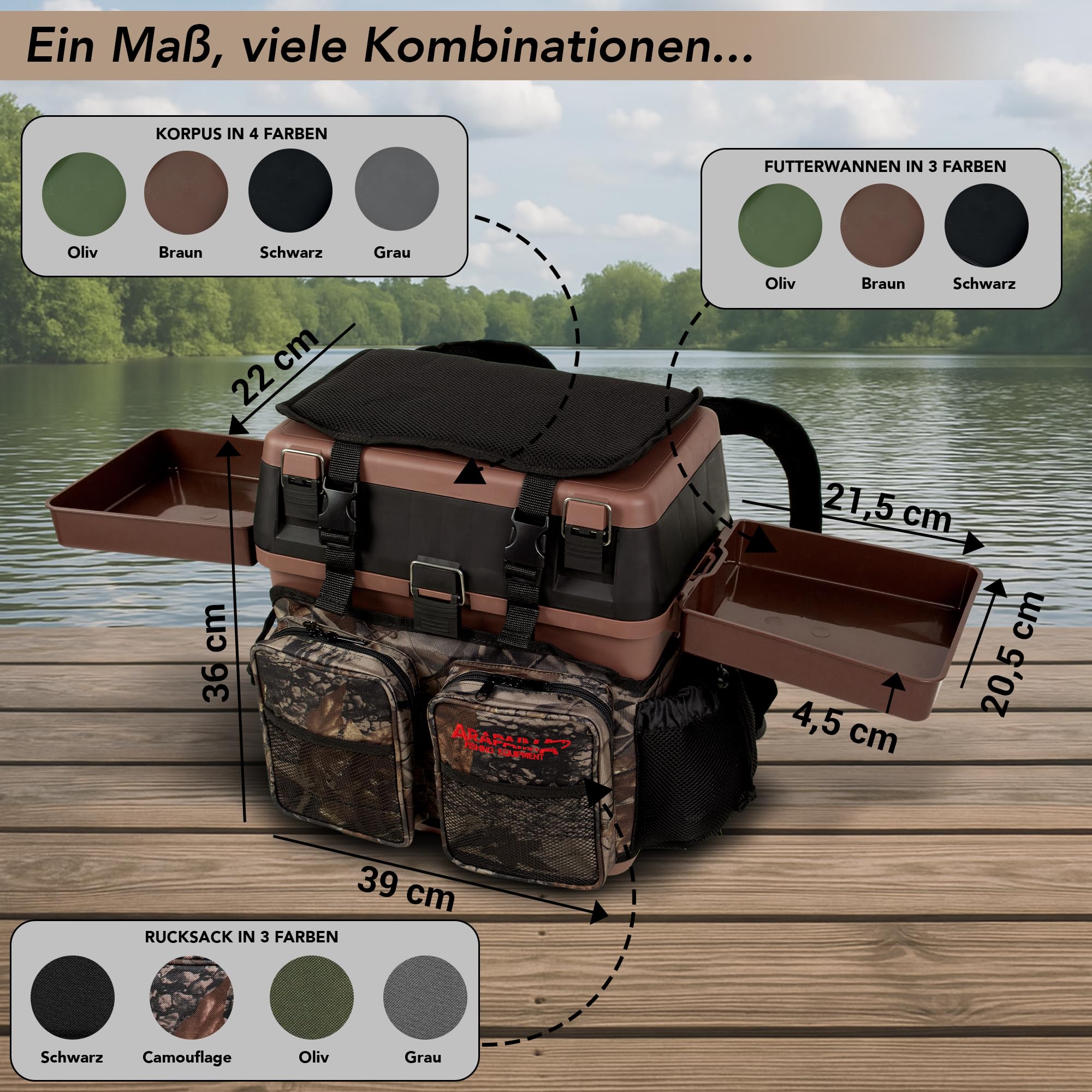 Kiepe - Zaino con 4 scatole per attrezzi con imbottitura, funzione zaino e spazio per accessori da pesca