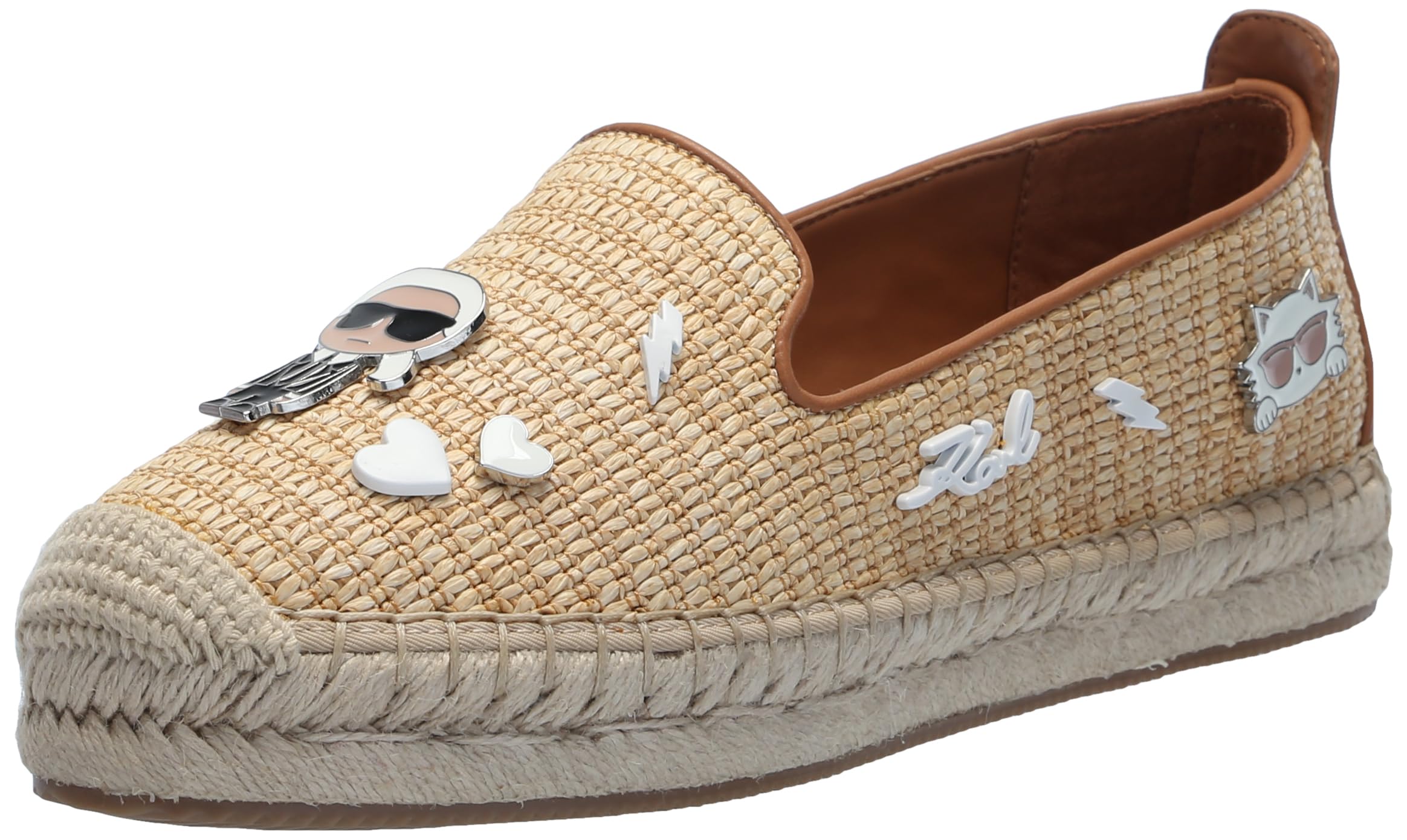 Karl Lagerfeld Paris Women's Michaela Slip on Embellished Flat Espadrille Platform