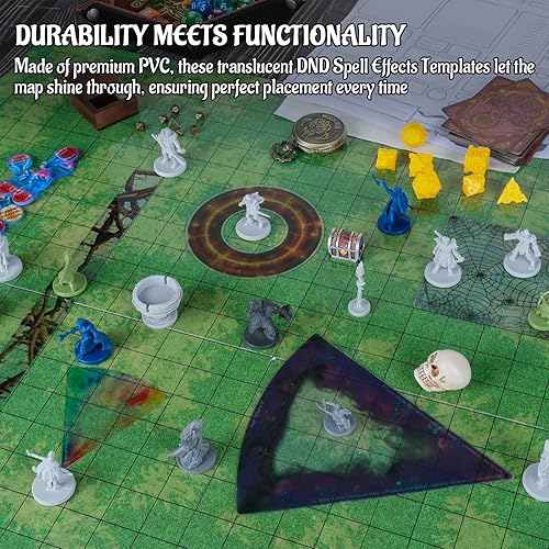 Miniatura 5 de CZYY Plantillas de hechizos de área de efecto DND  Juego de 28 marcadores para hechizos AOE Plantillas de efectos de hechizos de PVC borrables con