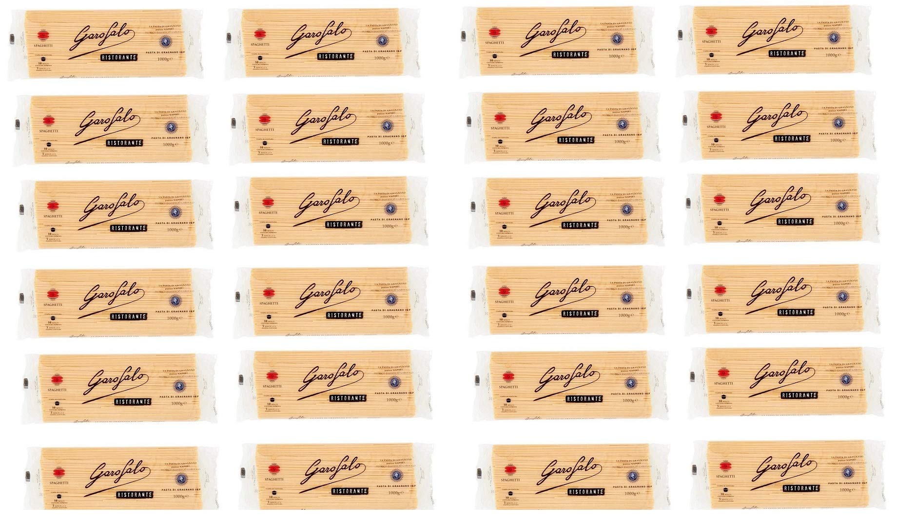 24x Garofalo Ristorante Pasta di Gragnano IGP Spaghetti N° 9 Hartweizengrieß Pasta Neapolitanische Pasta Packung mit 1Kg Längliche Pasta